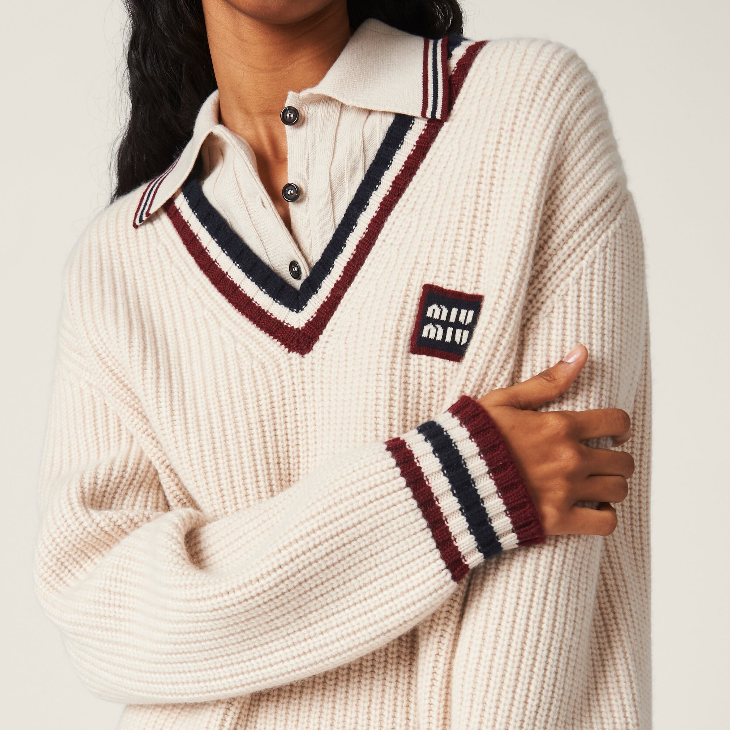 Miu Miu Womens Cashmere Knitted Polo Top Image 3