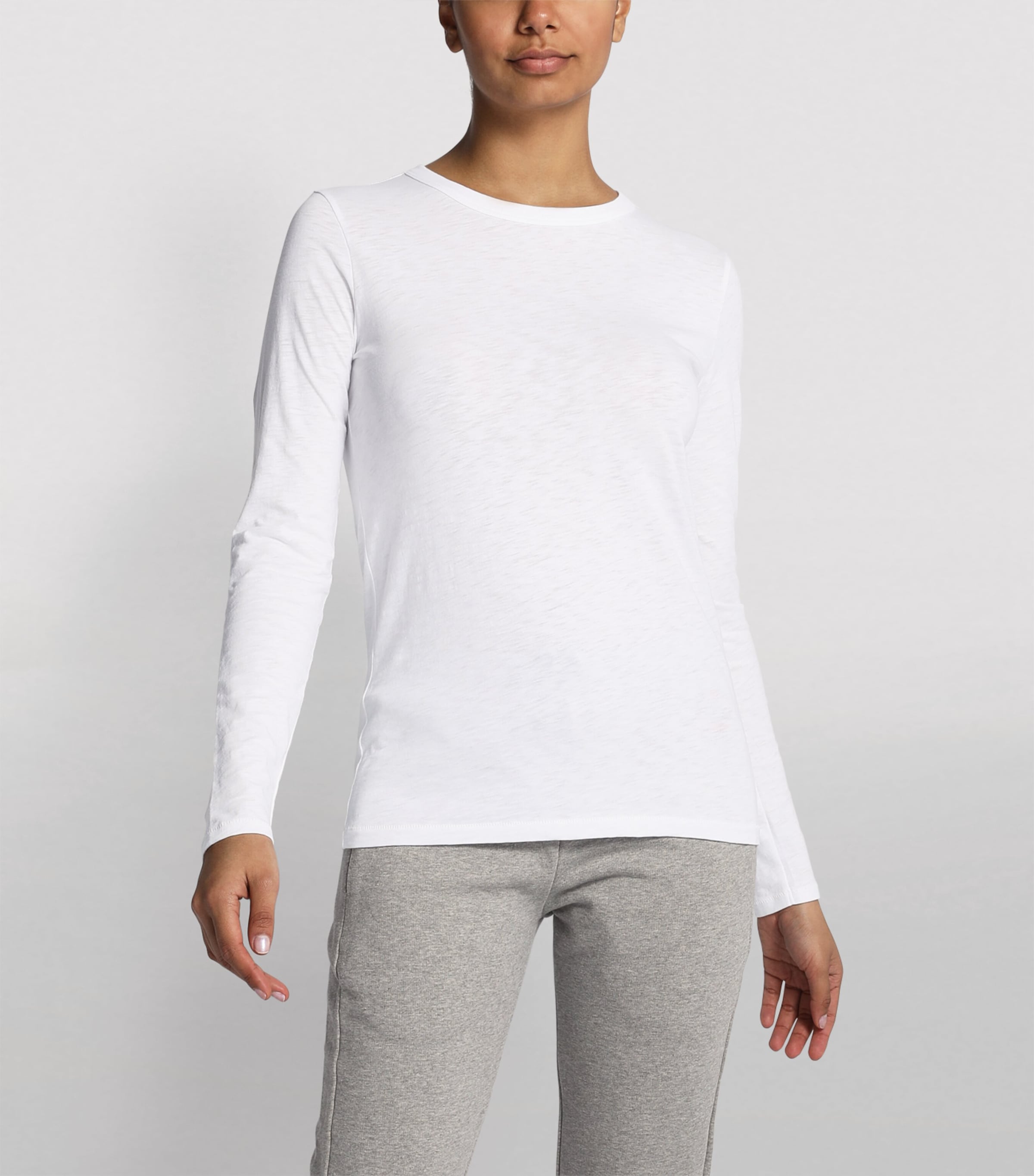 long-sleeve cotton T-shirt BRIGHT WHITE W Image 3