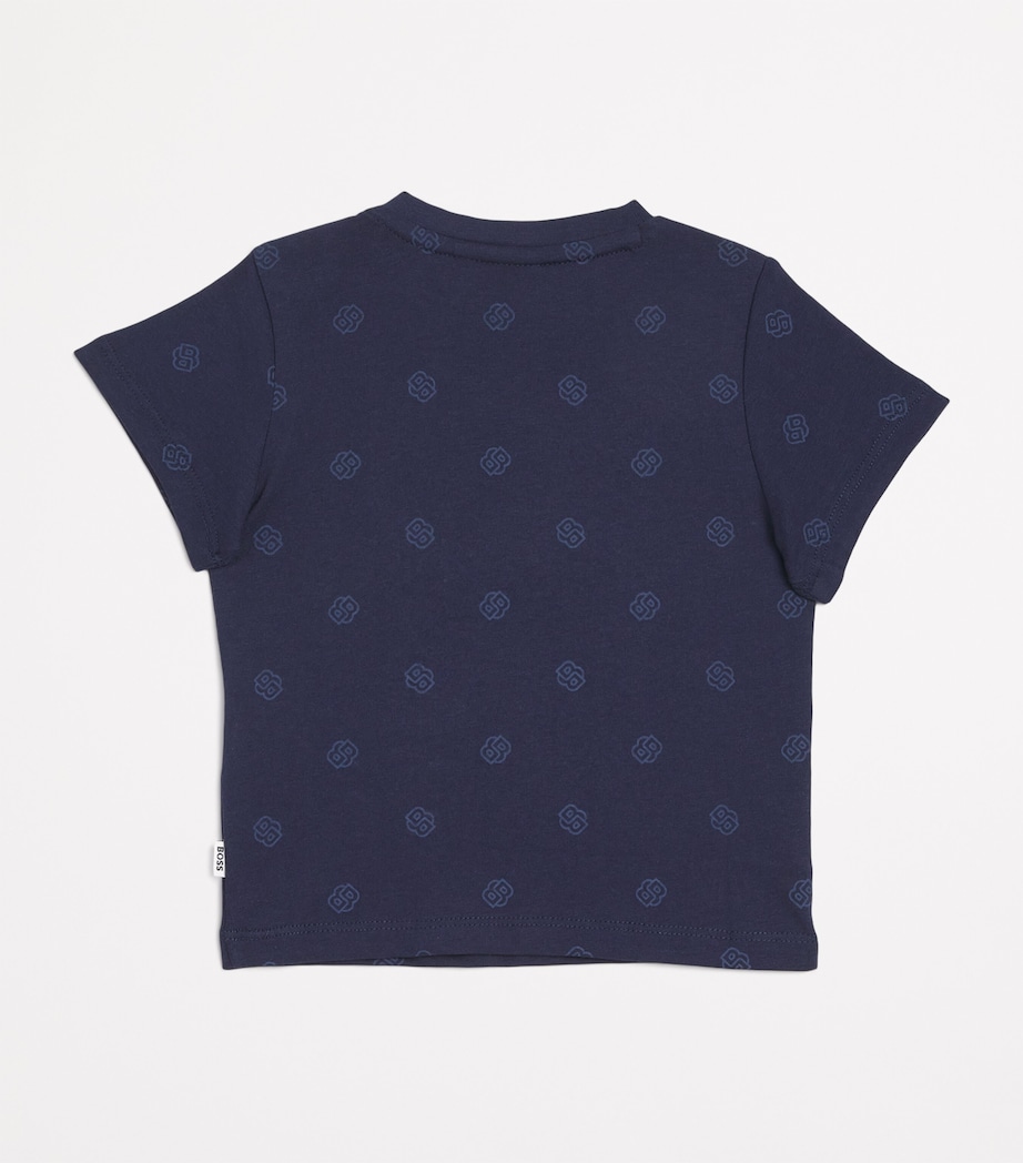 BOSS Kidswear Cotton Logo Print T-Shirt (3-18 Months) Navy Image 2