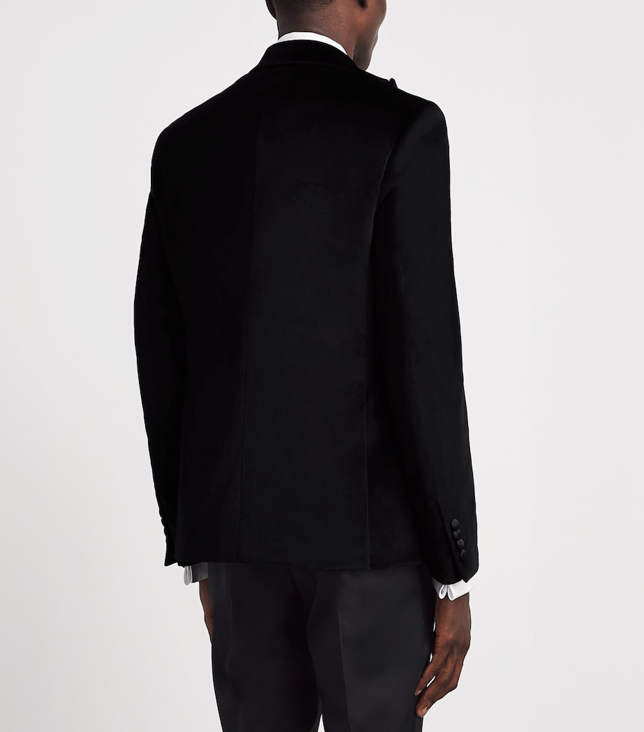 Pal Zileri Mens Stretch-Cotton Double-Breasted Tuxedo Jacket Black Image 5