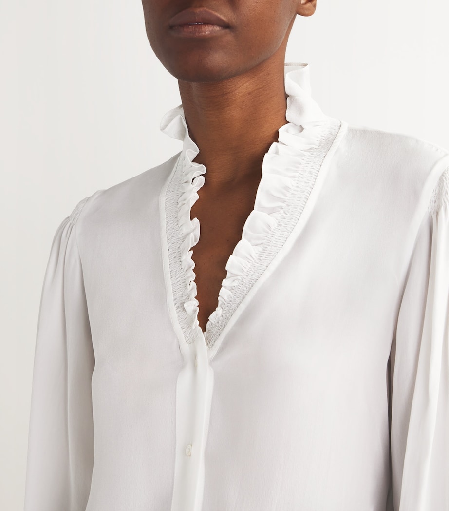 Silk Ruffle Collar Shirt WHITE Image 6