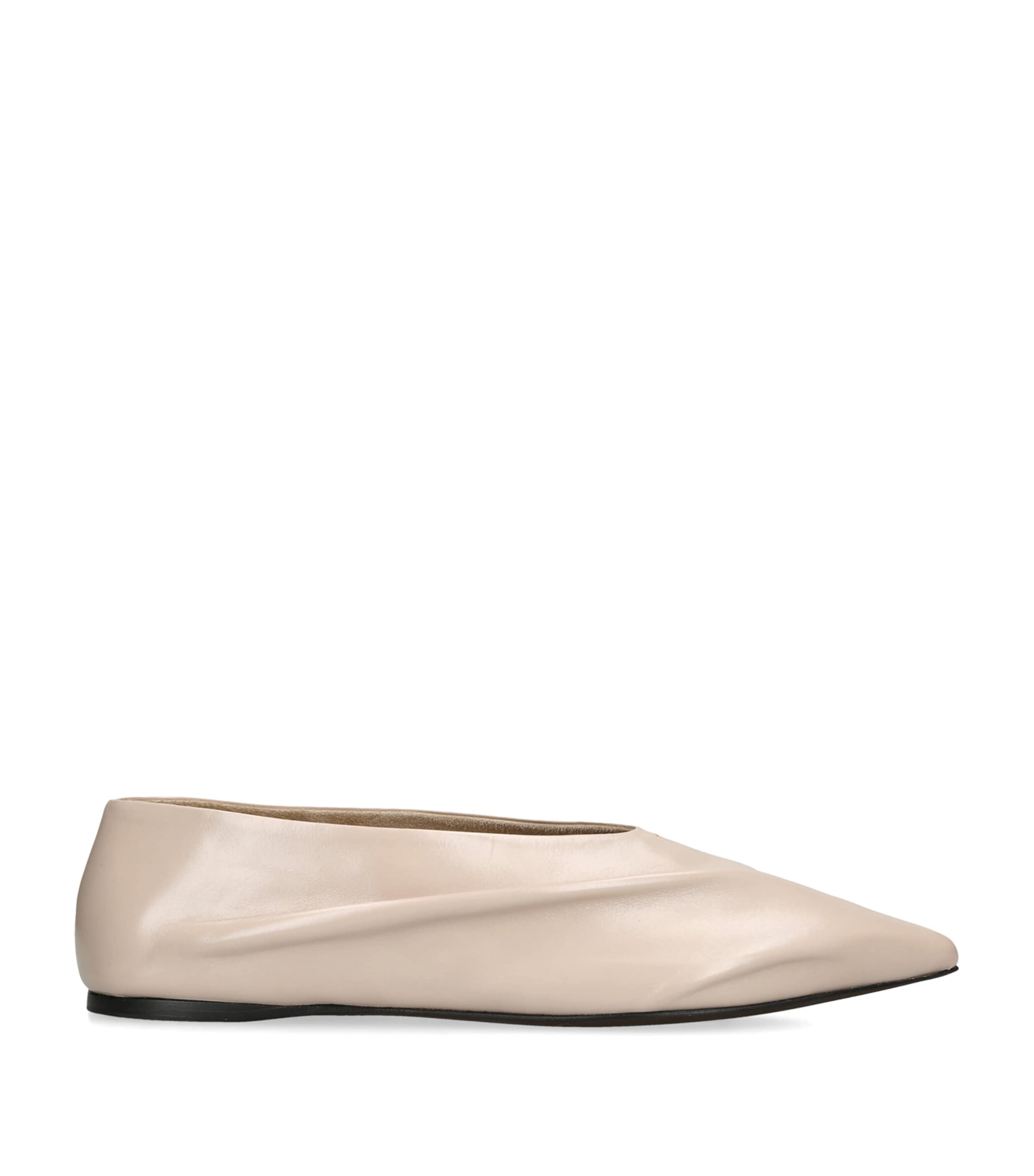 Khaite Leather Miriam Ballet Flats Bone