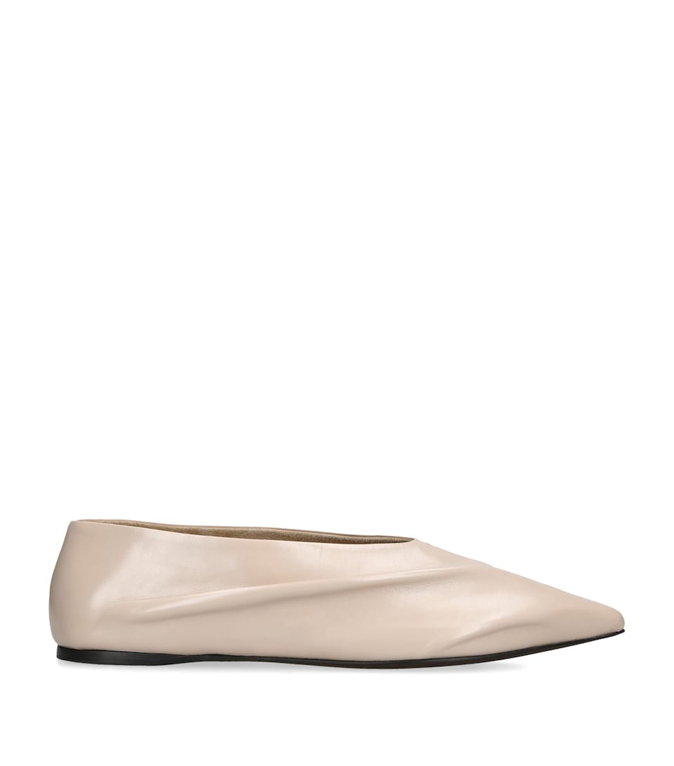 Khaite Leather Miriam Ballet Flats Bone