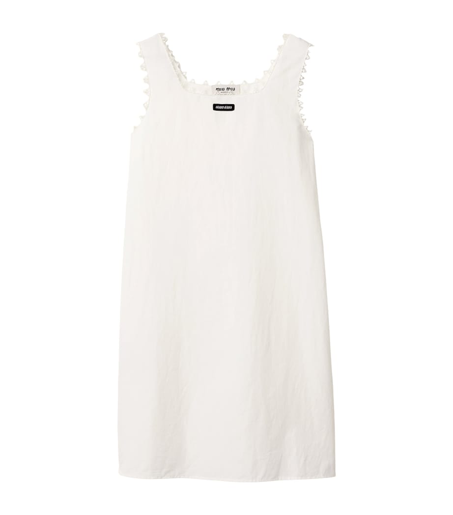 Miu Miu Womens Cotton-Linen Embroidered Mini Dress White Image 1