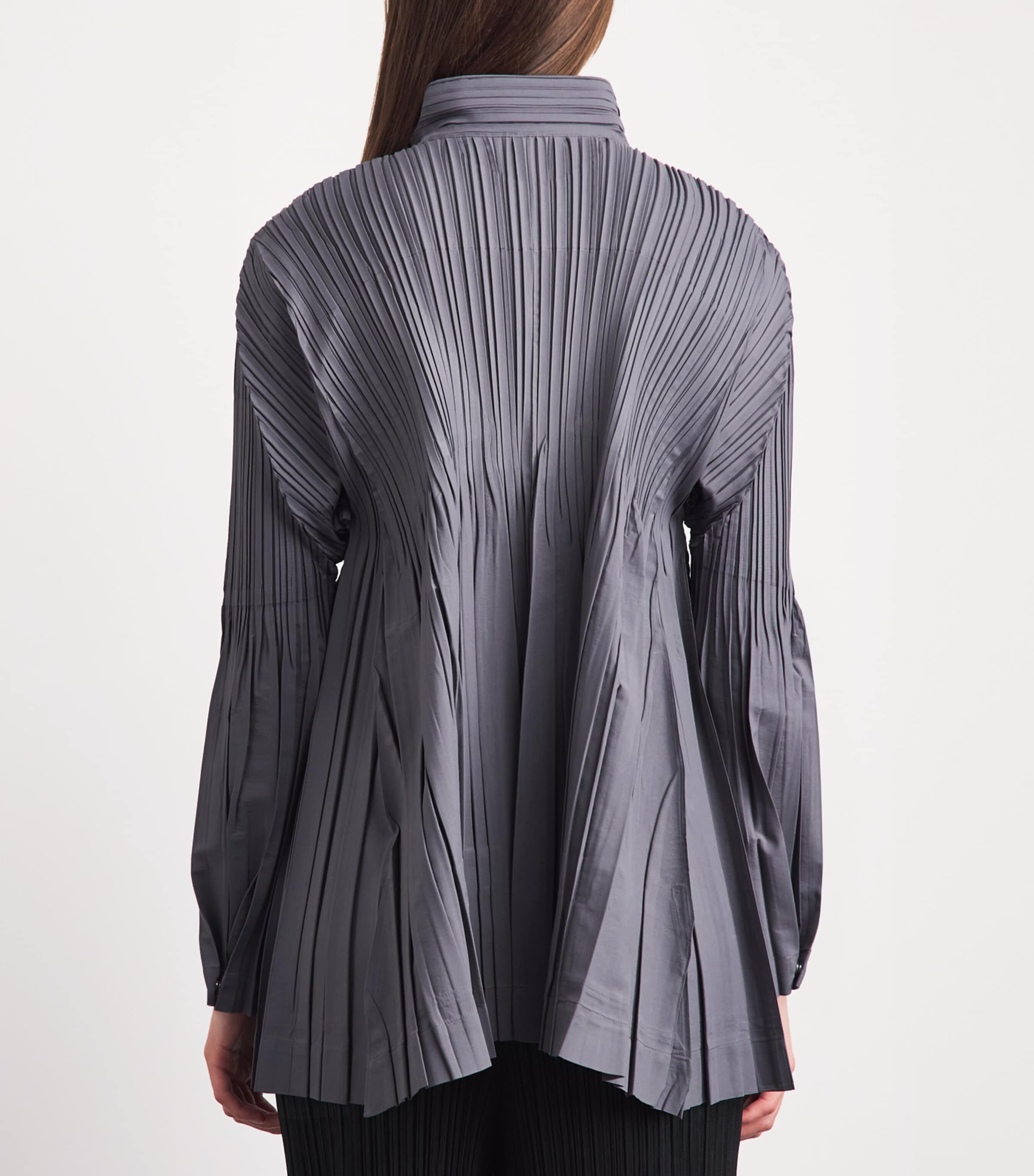 Pleats Please Issey Miyake Womens Pleated Float Coat Grey Image 5