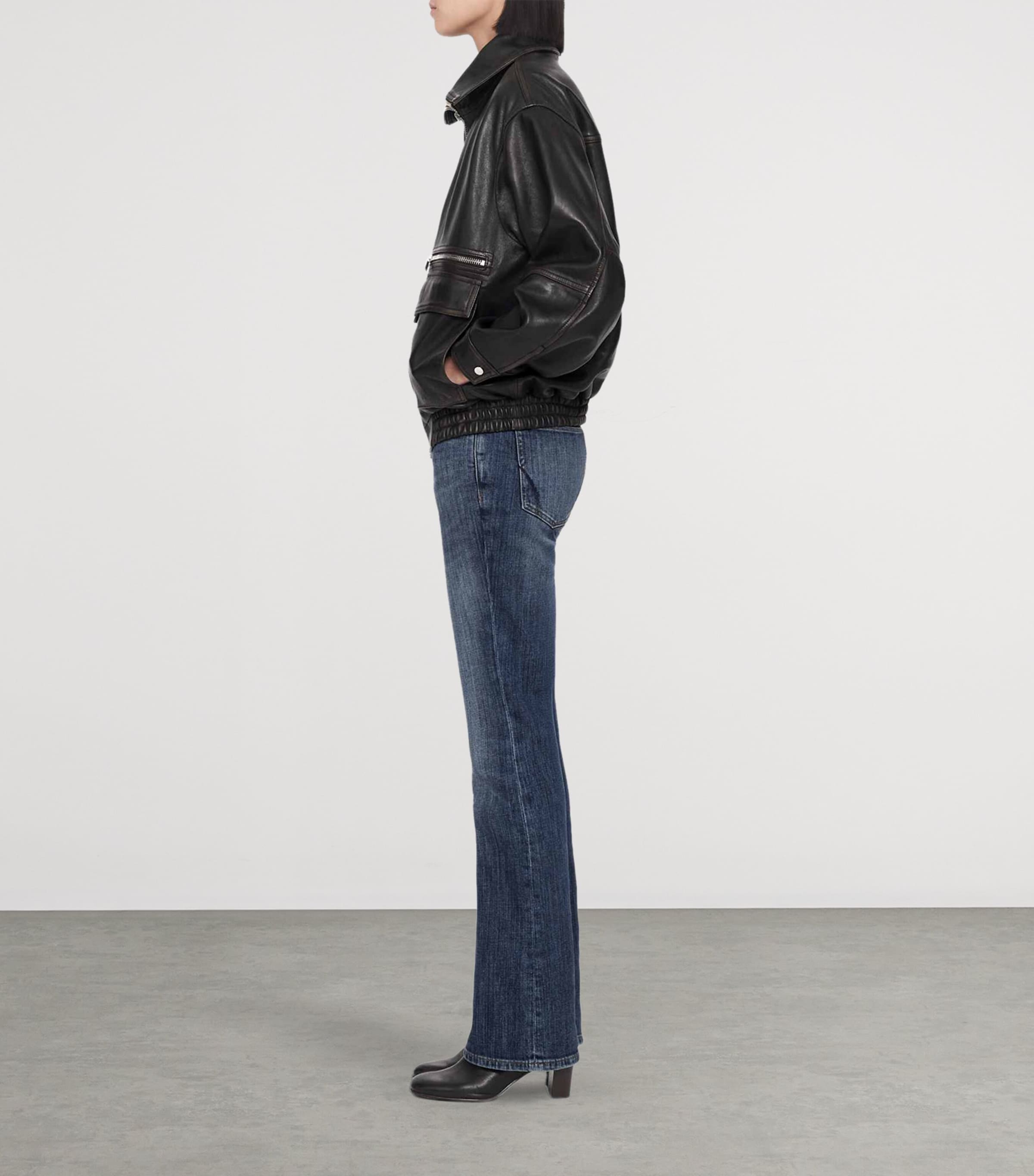 AllSaints Womens Leather Elisa Bomber Jacket Black Walnut Brown Image 8