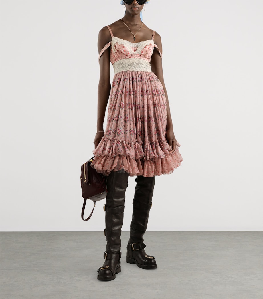 Dolce&Gabbana Womens Silk-Cotton Floral Corset Midi Dress Mazz Image 2