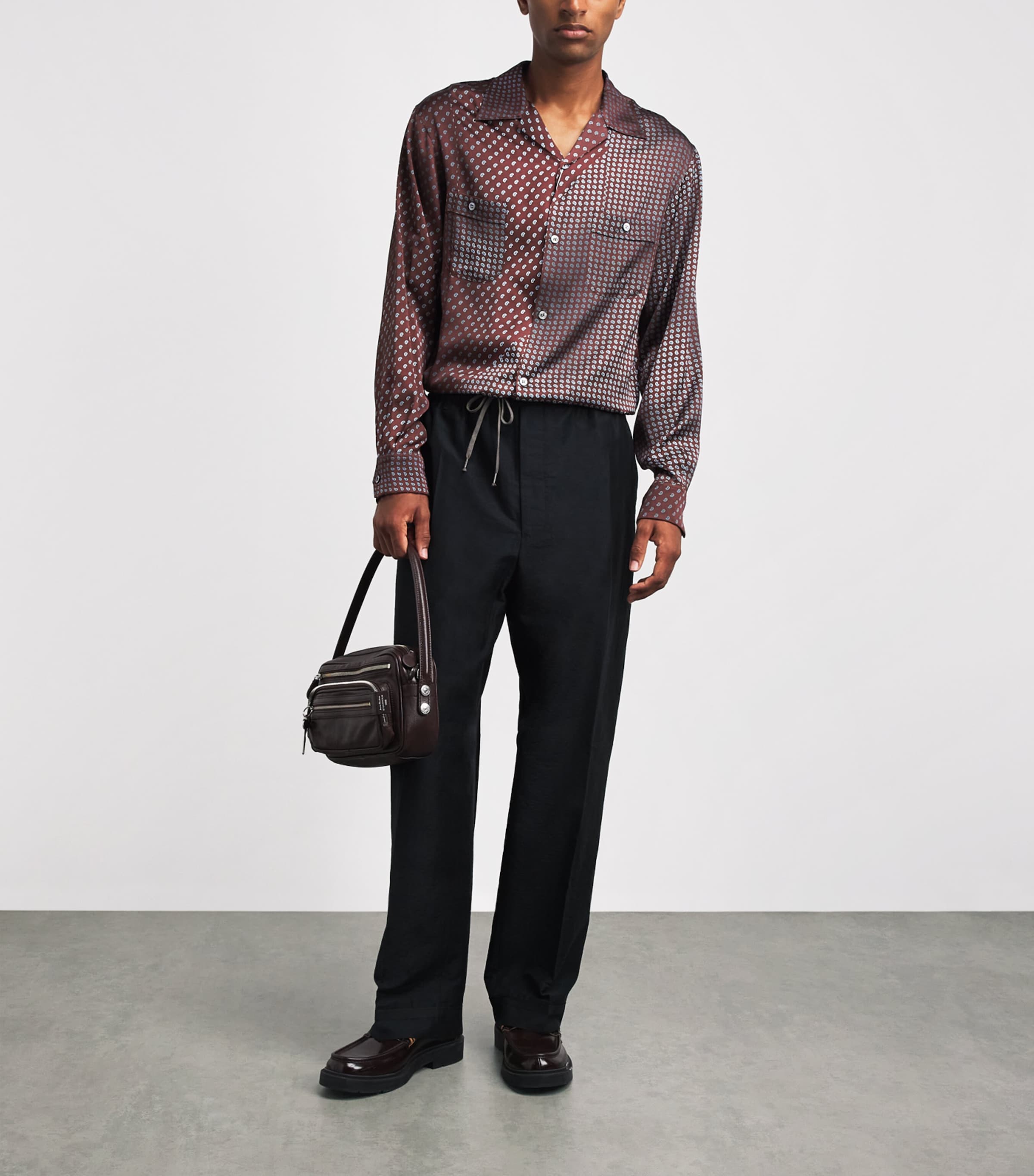 Maison Margiela Mens Satin Paisley Shirt Bordeaux Image 2