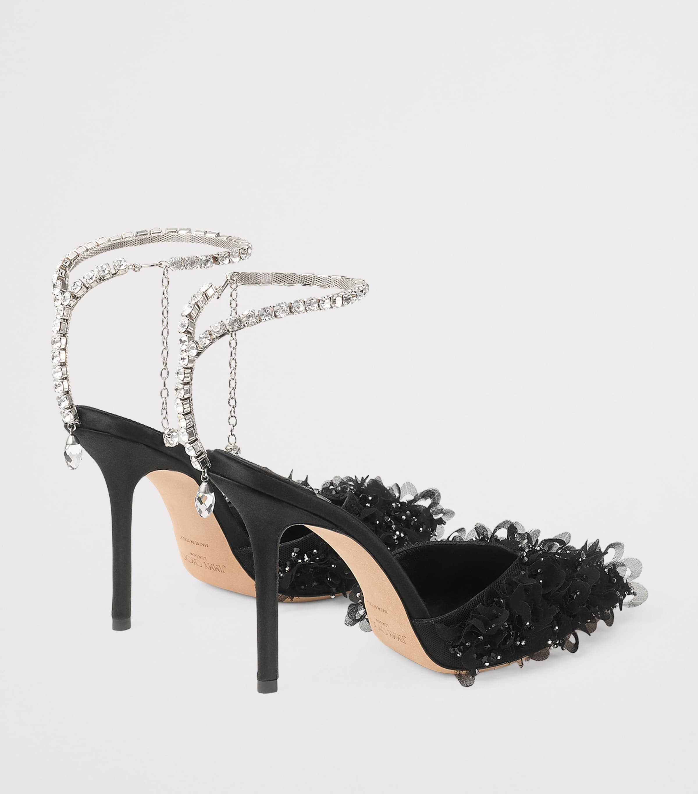 Jimmy Choo Multi Saeda 100 Satin Embellished Heeled Sandals