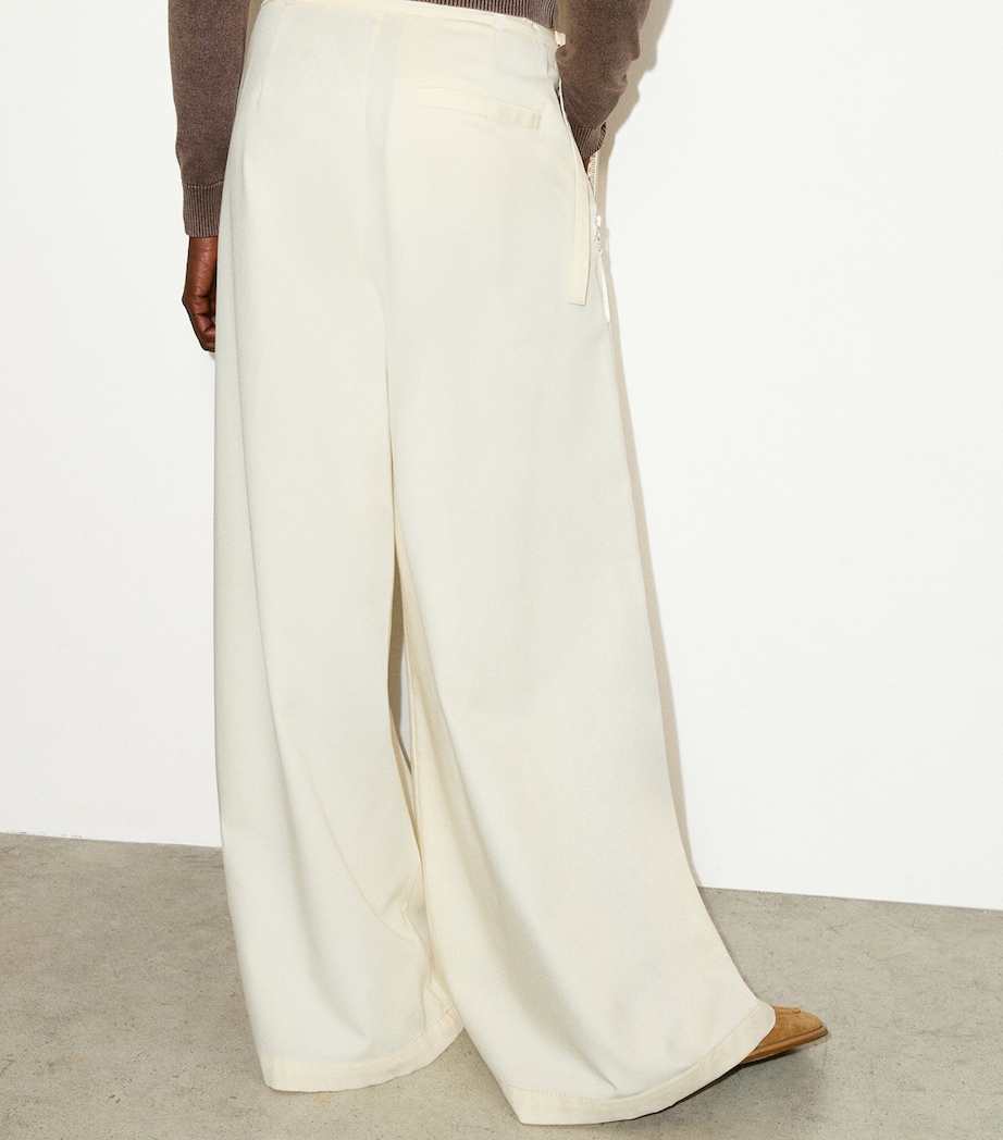 MAX&Co. Womens Cotton Pleated Wide-Leg Trousers Wool White Image 4