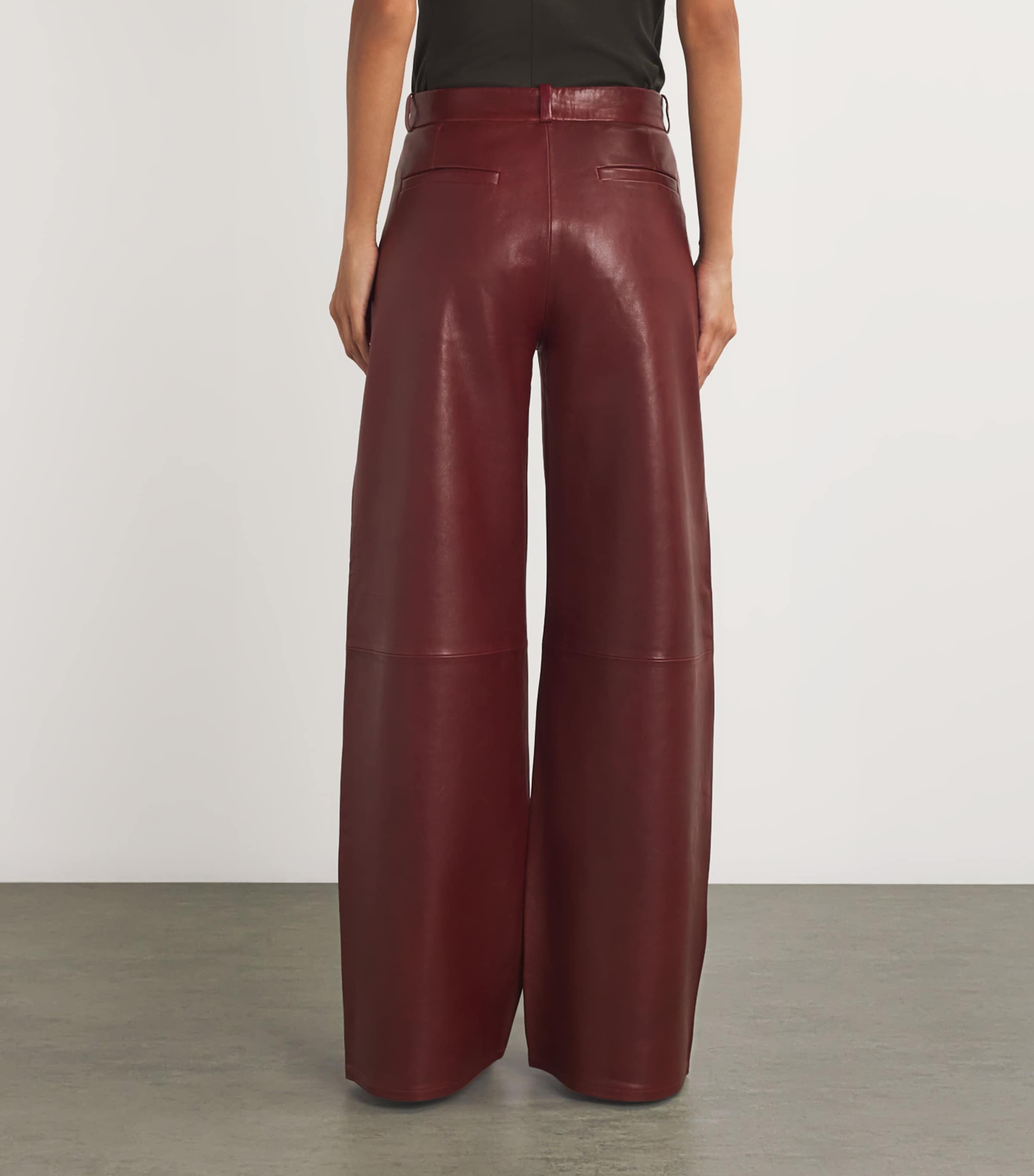 The Wide Leather Trousers SYRAH RED Image 4