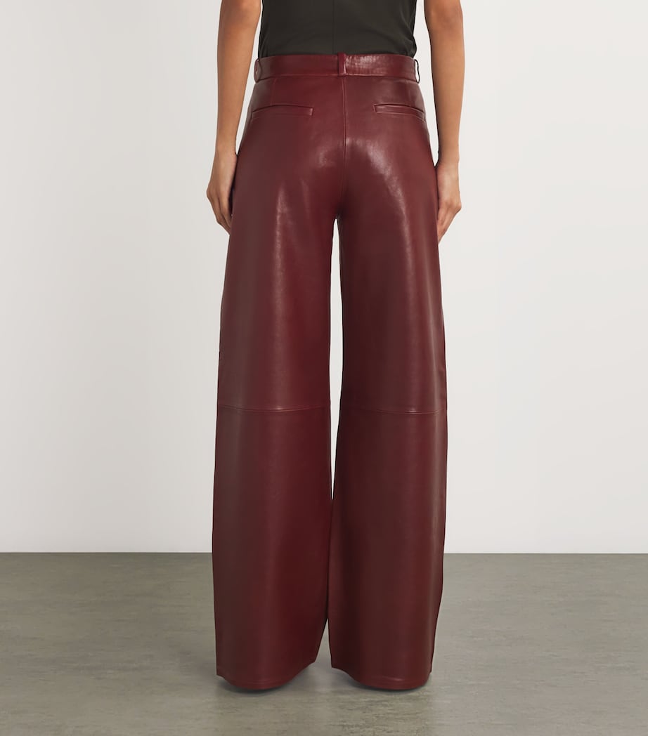 The Wide Leather Trousers SYRAH RED Image 4