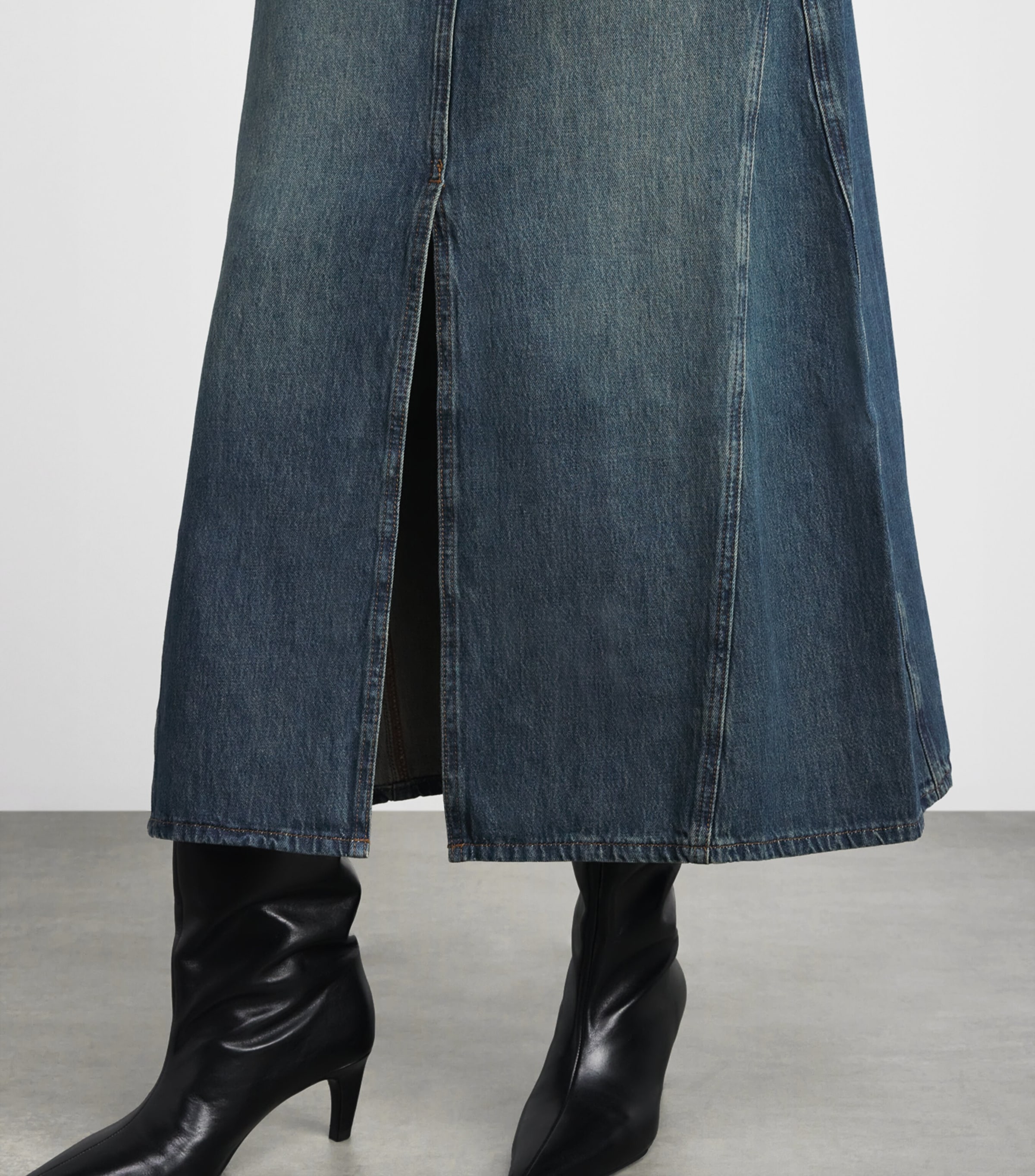 ME+EM Womens Denim A-Line Maxi Skirt Authentic Dark Wash Image 3