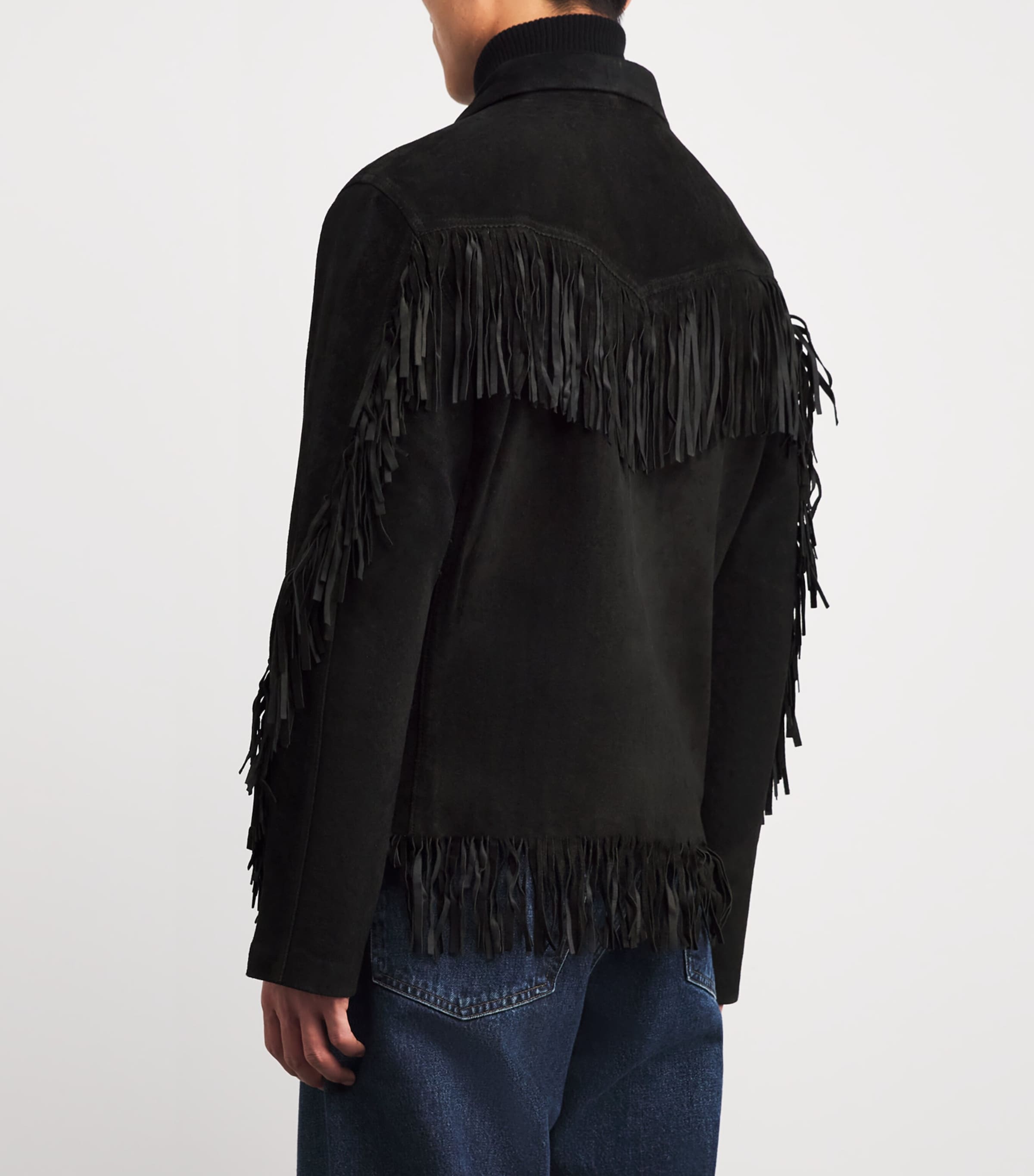 Suede Fringed Jacket BLACK Image 4