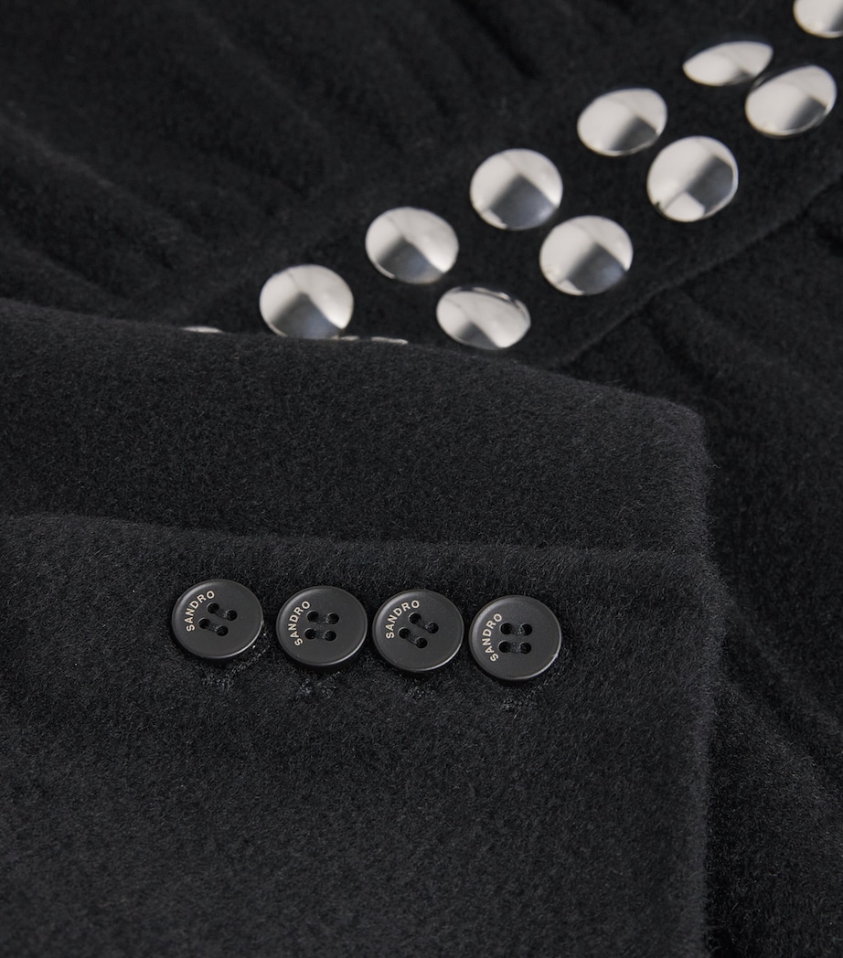 Sandro Paris Womens Wool Longline Coat Black Image 6
