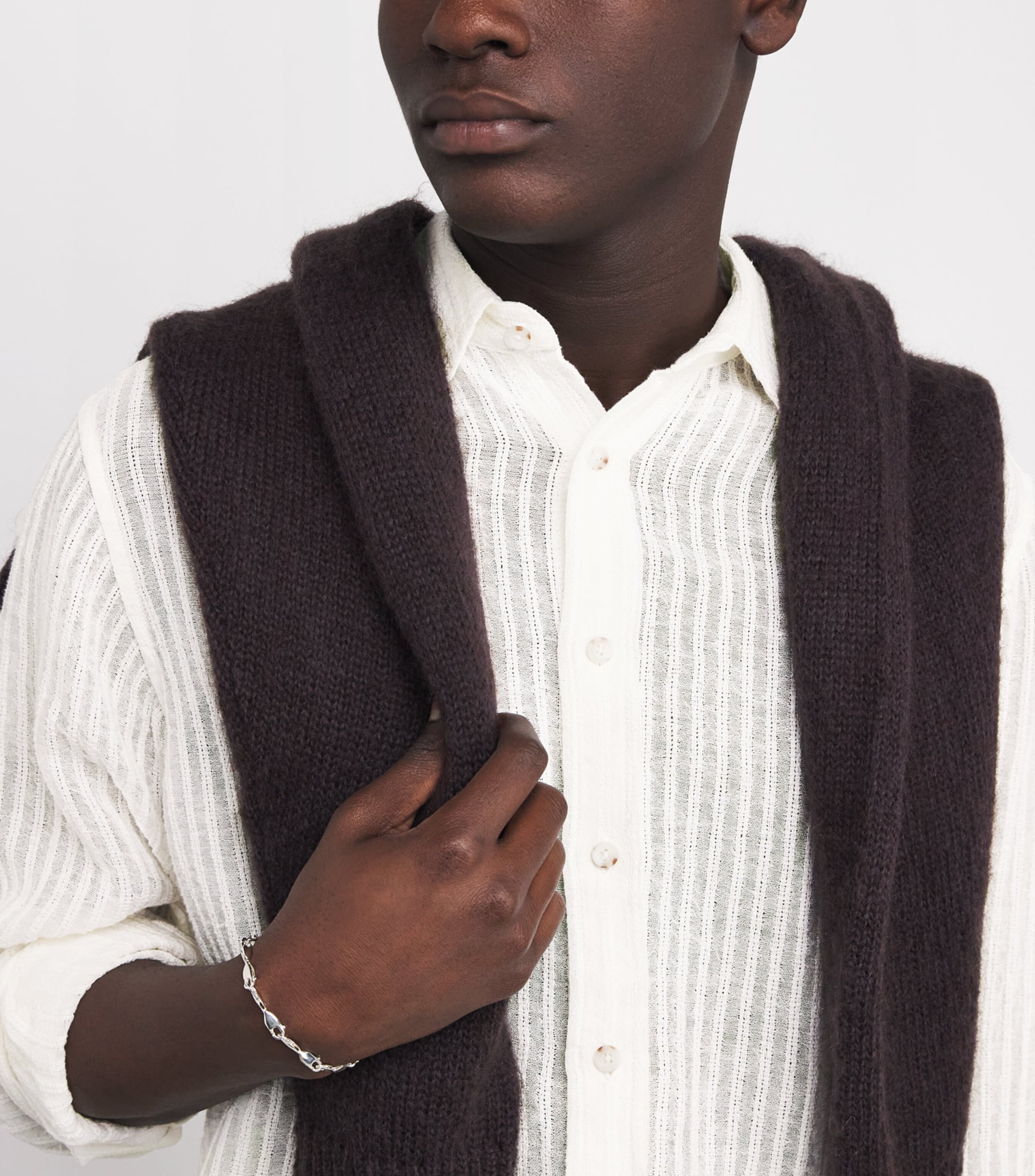 Linen-Cotton-Blend Stripe Shirt WHITE Image 6