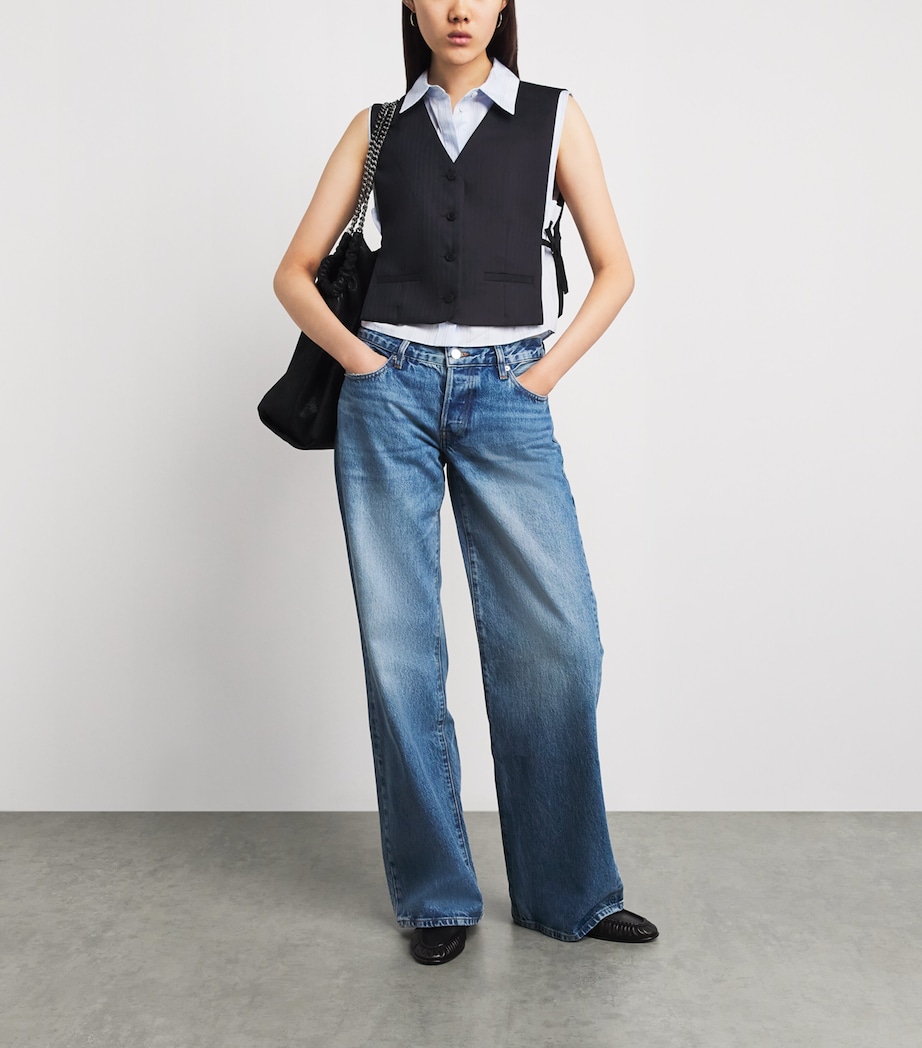 Sandro Paris Womens Sleeveless Layered Waistcoat Navy Blue Image 2