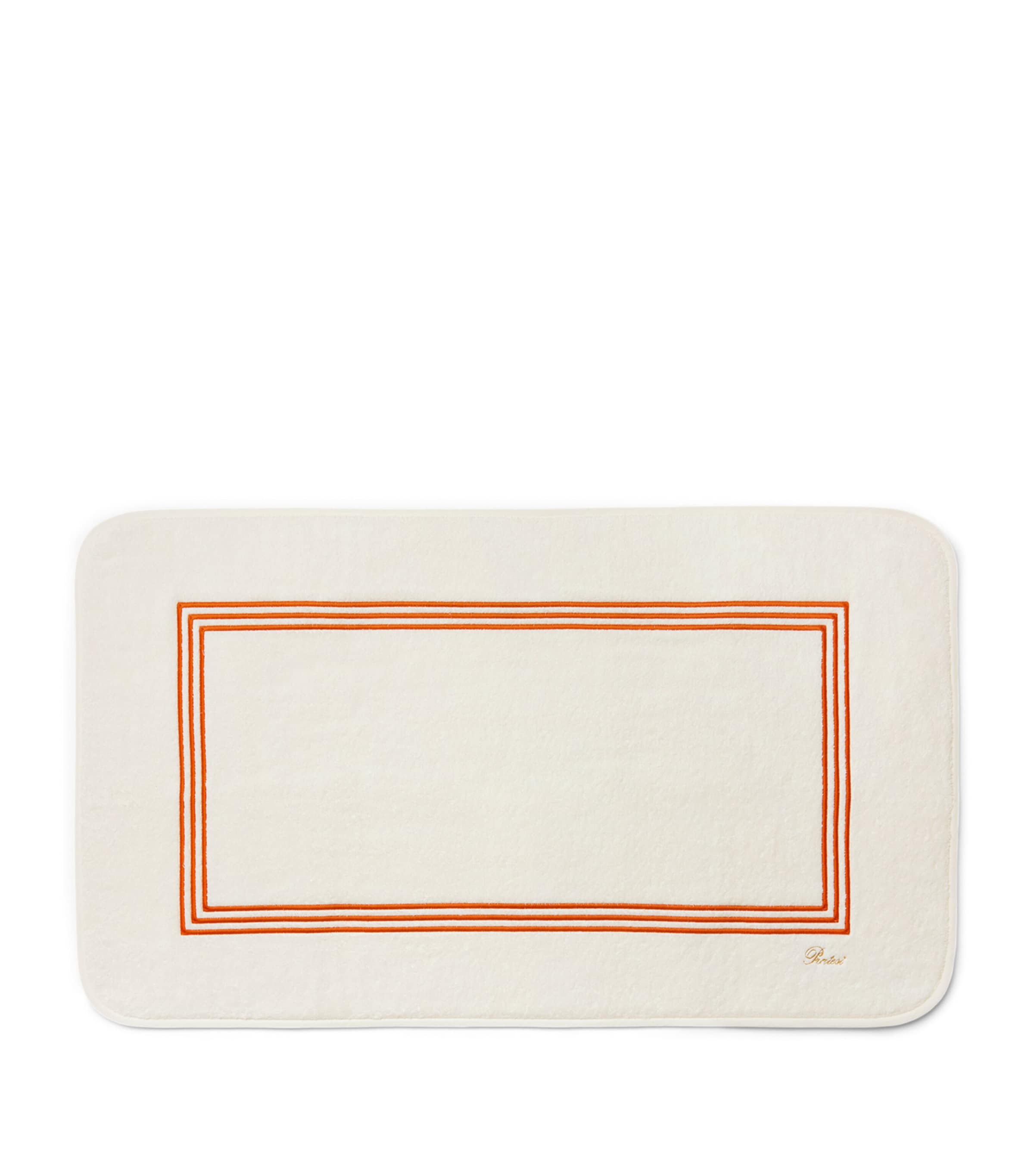 Pratesi Tre Righe Bath Mat (20cm x 35cm) Ivory/orange Image 3