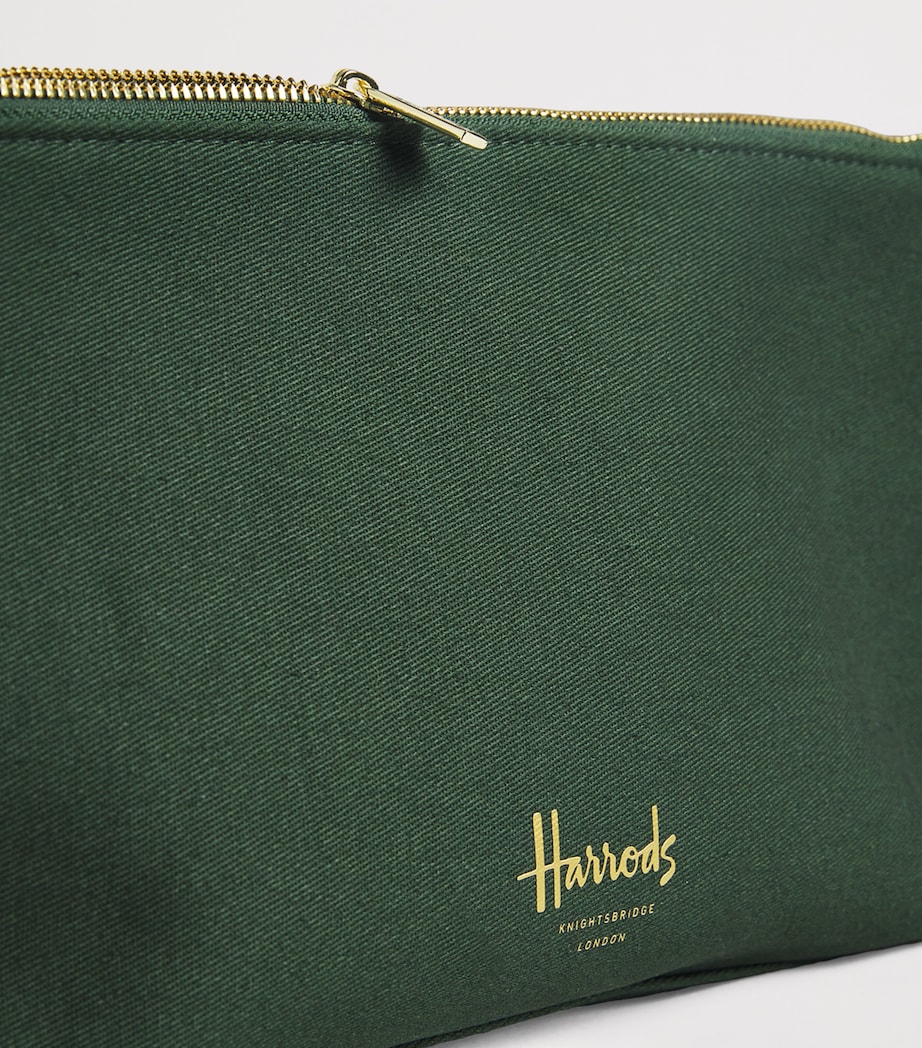 Zipped Logo Cosmetic Bag HARRODS GREEN Image 3