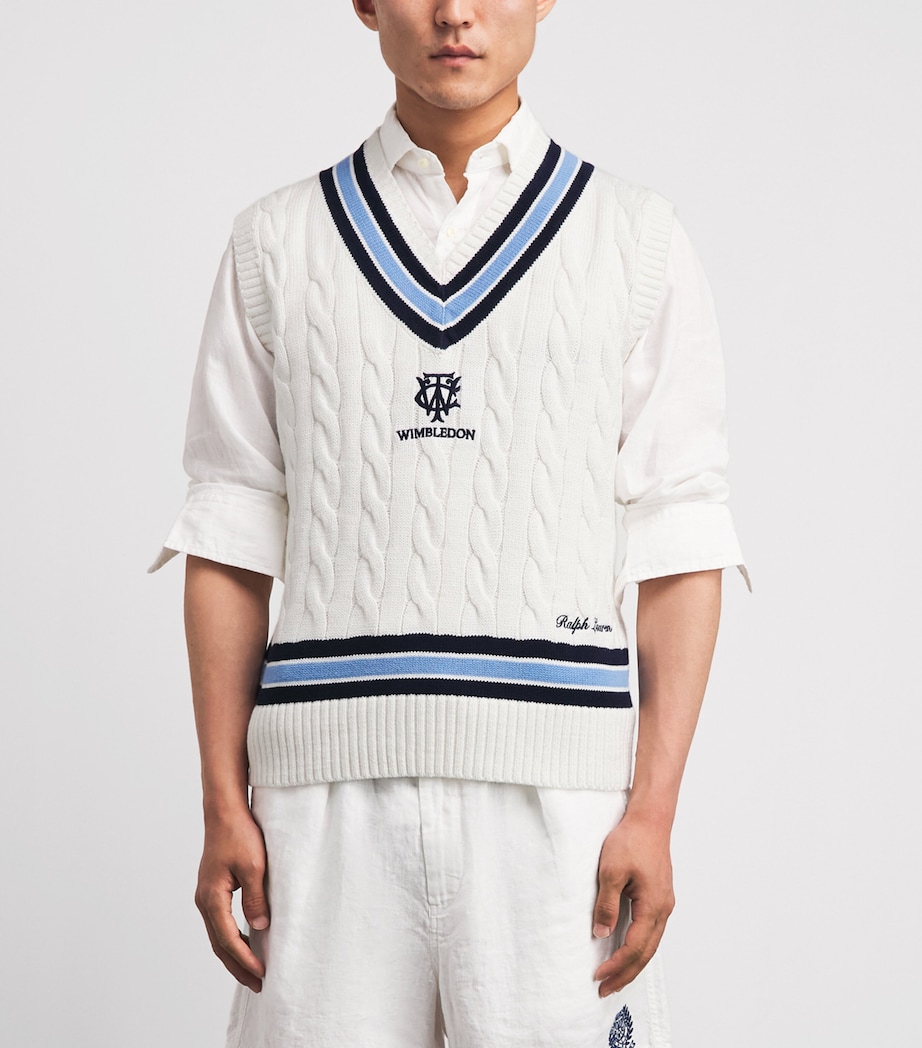 RLX Ralph Lauren Mens x Wimbledon Cotton Sweater Vest Cream Combo Image 4