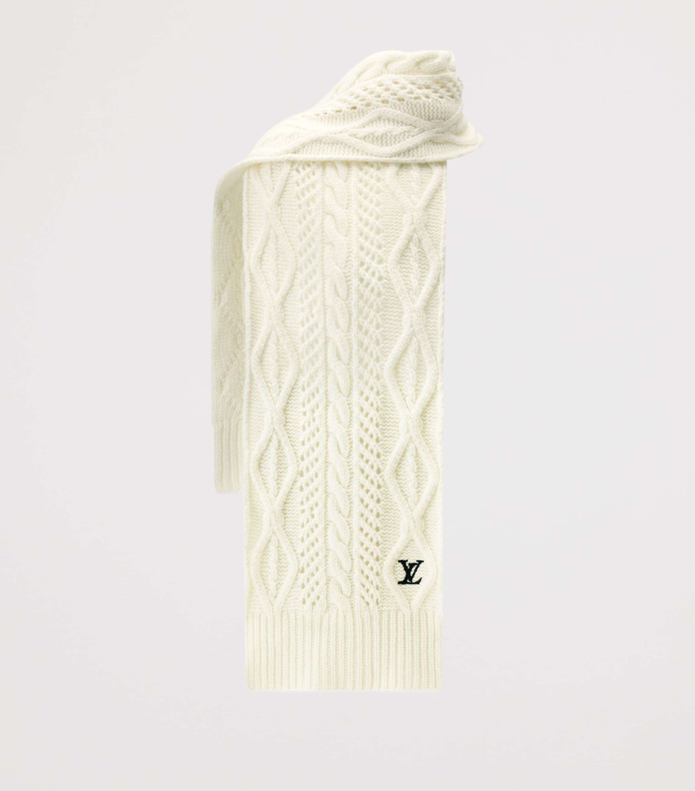 Wool LV Holiday Scarf CREAM Image 2