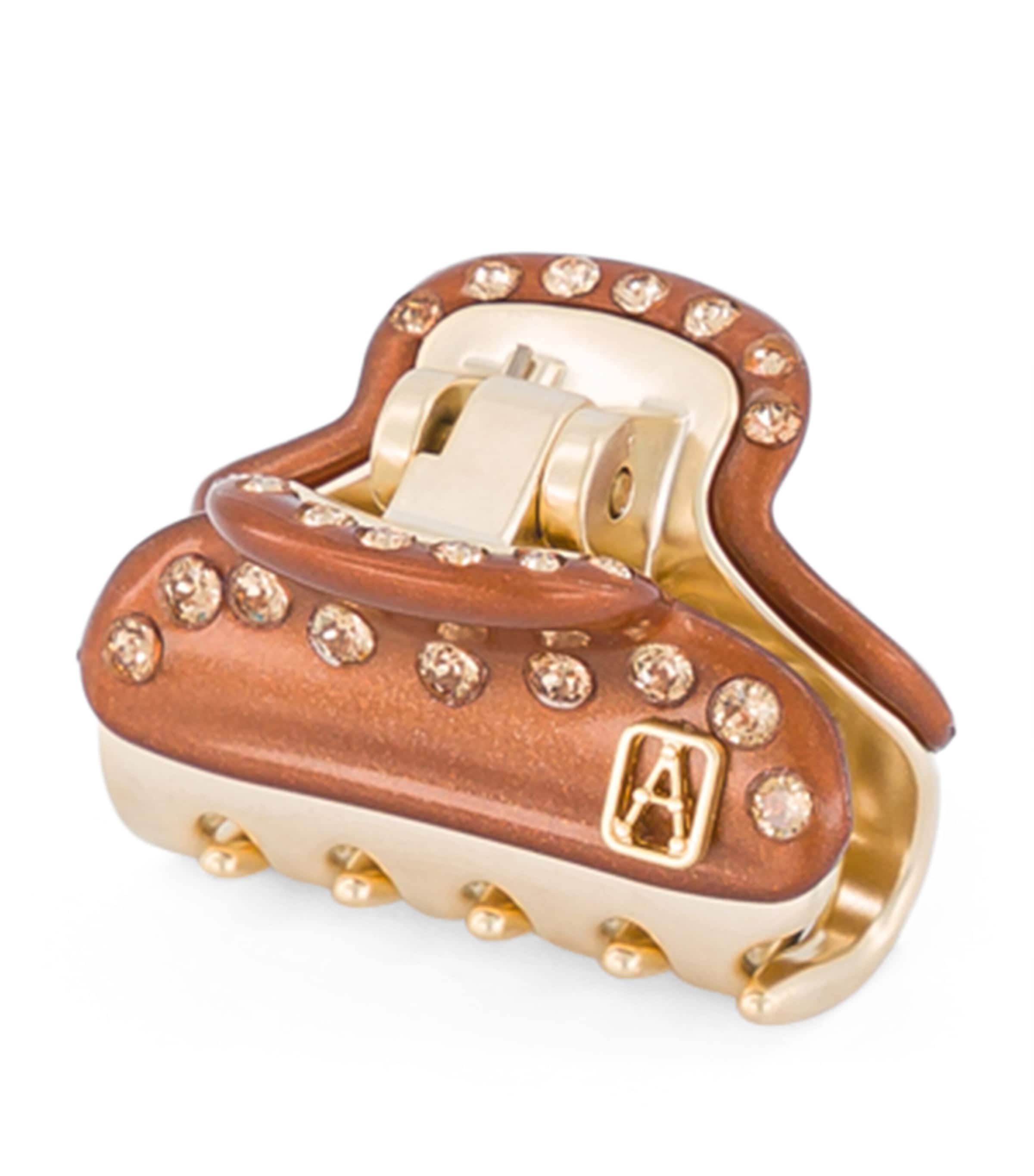 Alexandre de Paris Gold-Plated Crystal-Embellished Claw Hair Clip Pail Brun/or Image 2