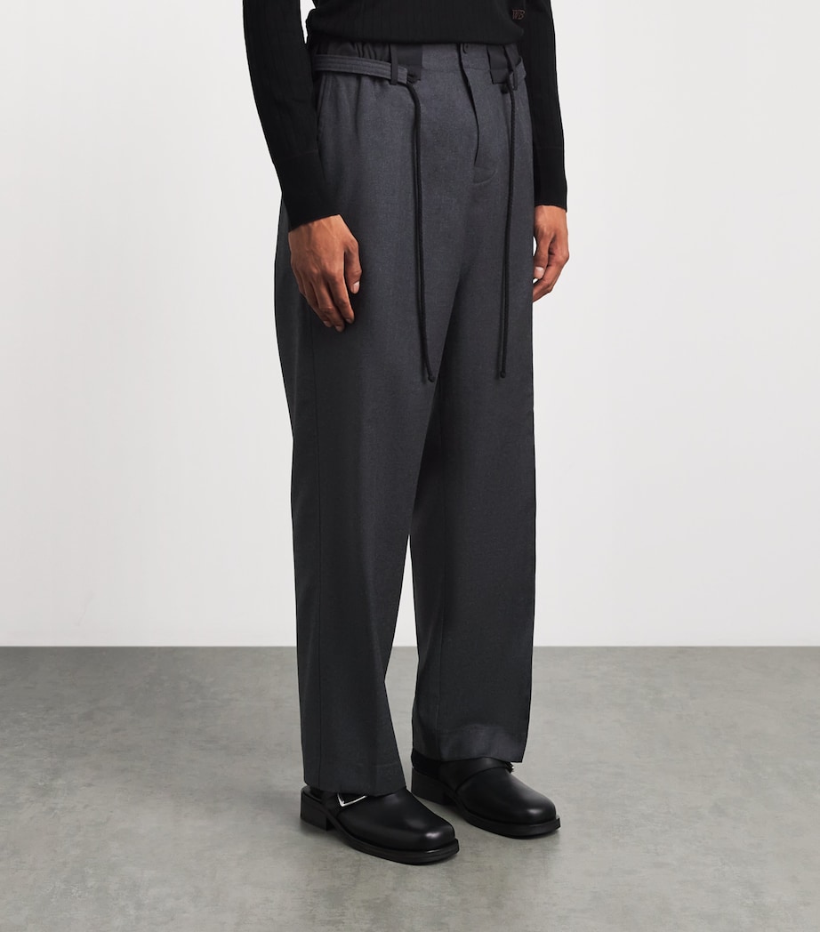 Craig Green Mens Wool Lace Wide-Leg Trousers Grey Image 4