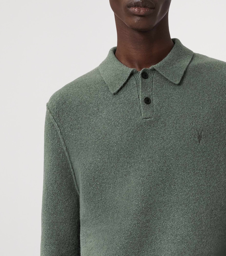 AllSaints Mens Statten Polo Sweater Maple Green Image 5