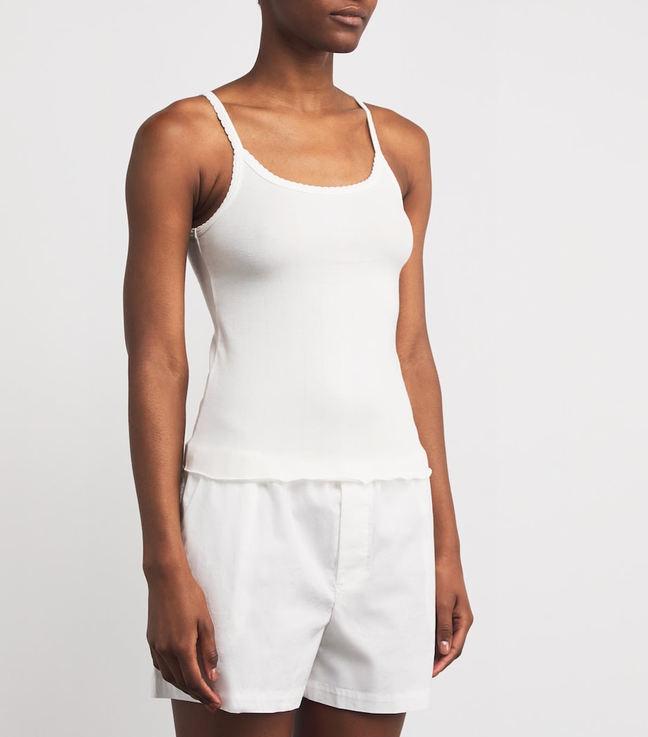 Stretch-Cotton Pointelle Camisole Top SNOW Image 3