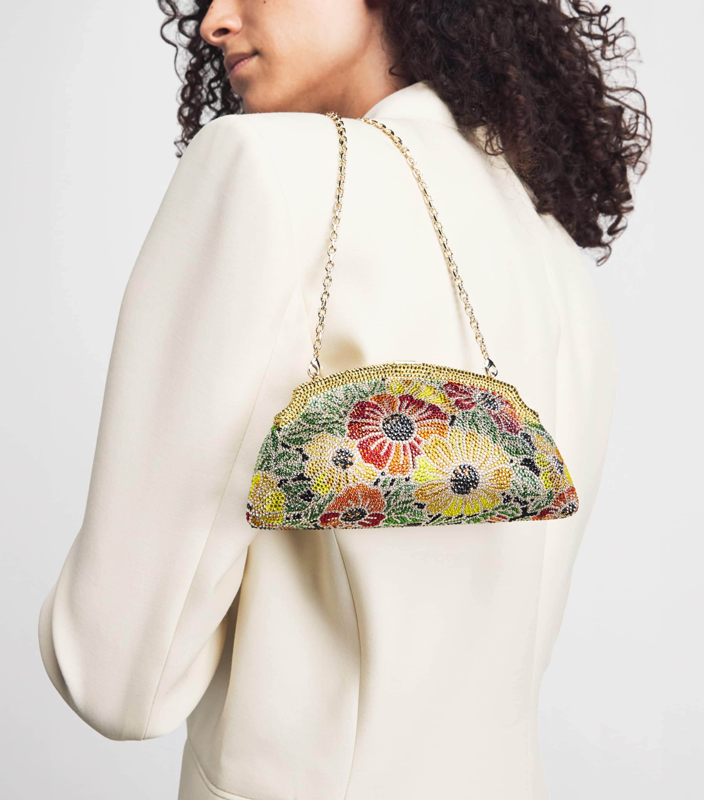 Judith Leiber Mini Embellished Venetian Meadow Clutch Bag Chmpgn Prosecco Mul Image 4