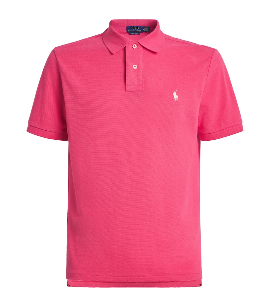 Polo Ralph Lauren Mens Cotton Mesh Custom-Fit Polo Shirt Hot Pink Image 1