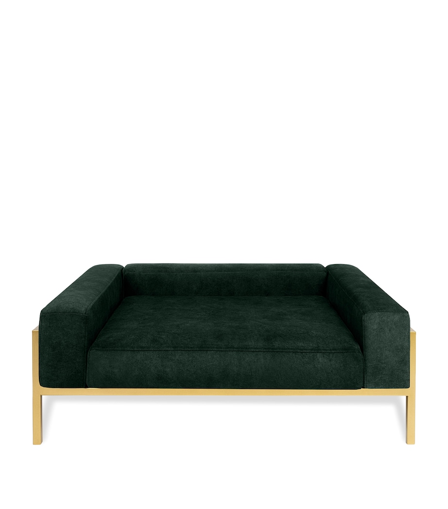 Small Dog Sofa BOTTLE GREEN+GOLD Image 2