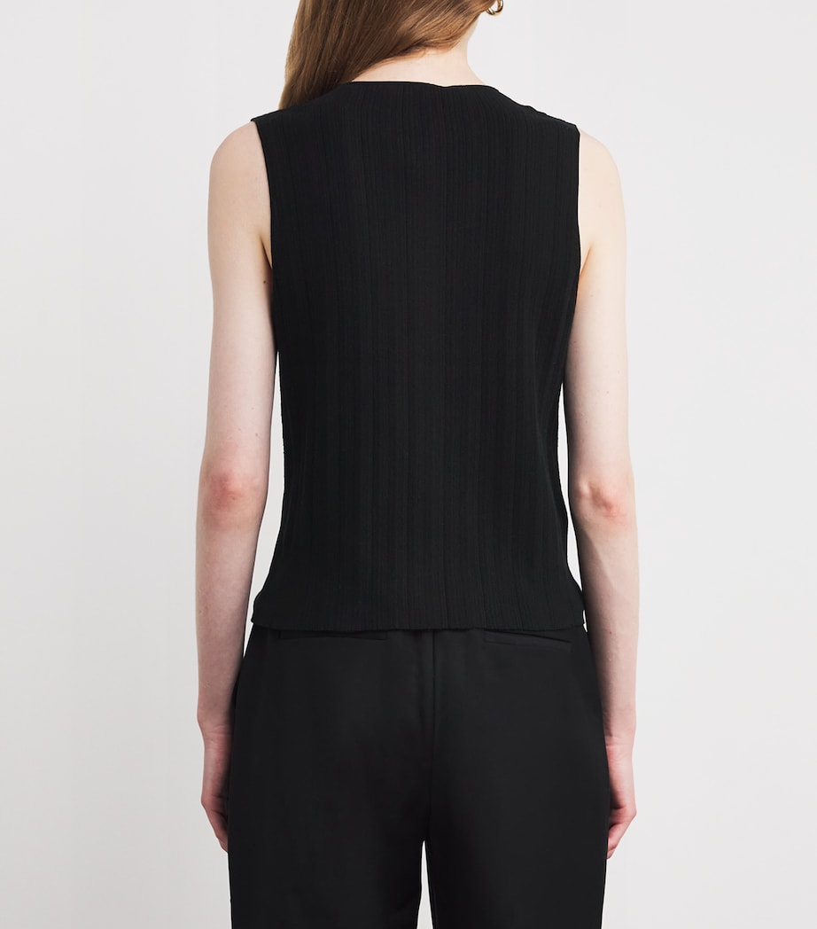 Sleeveless Button-Up Top 001BLK-BLACK Image 4