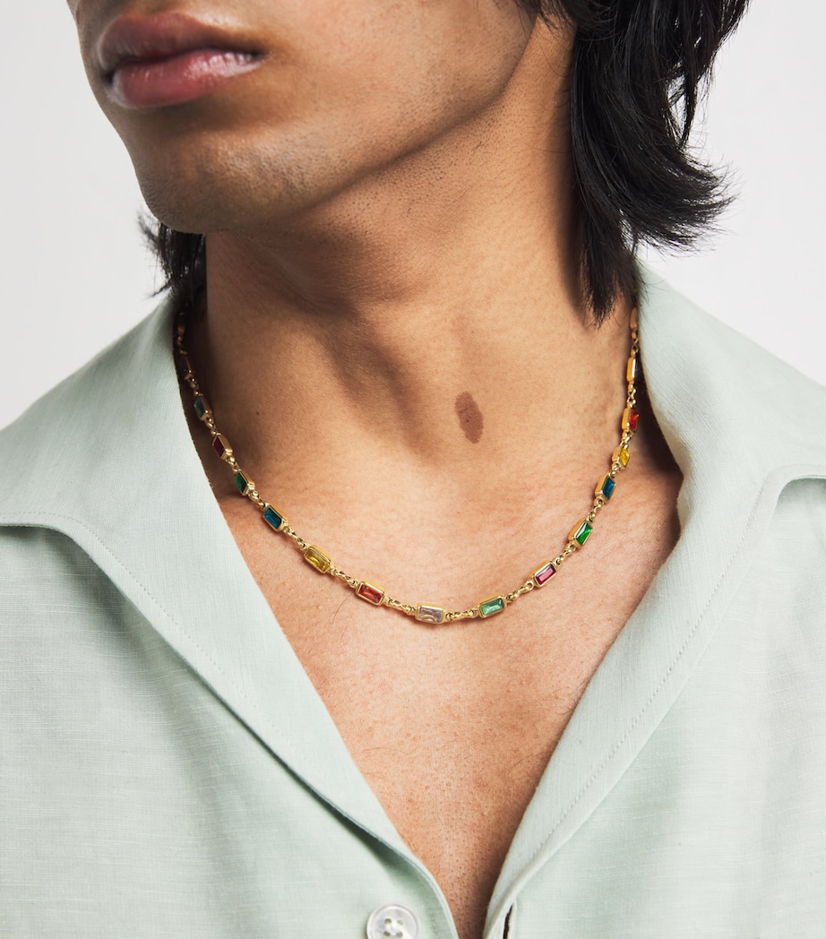 Gold-Plated Embellished Tennis Necklace MULTI Image 2