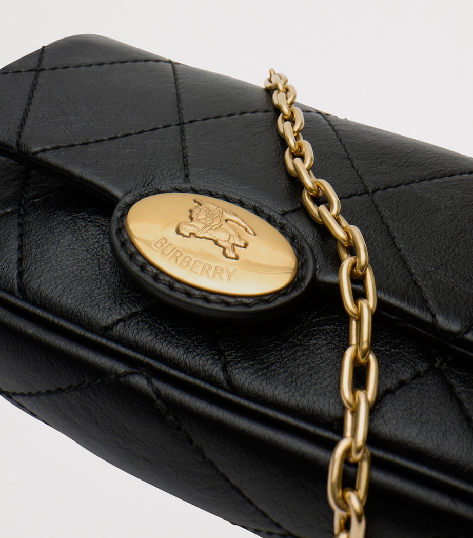 Leather Quilted EKD Clutch Bag BLACK Image 7