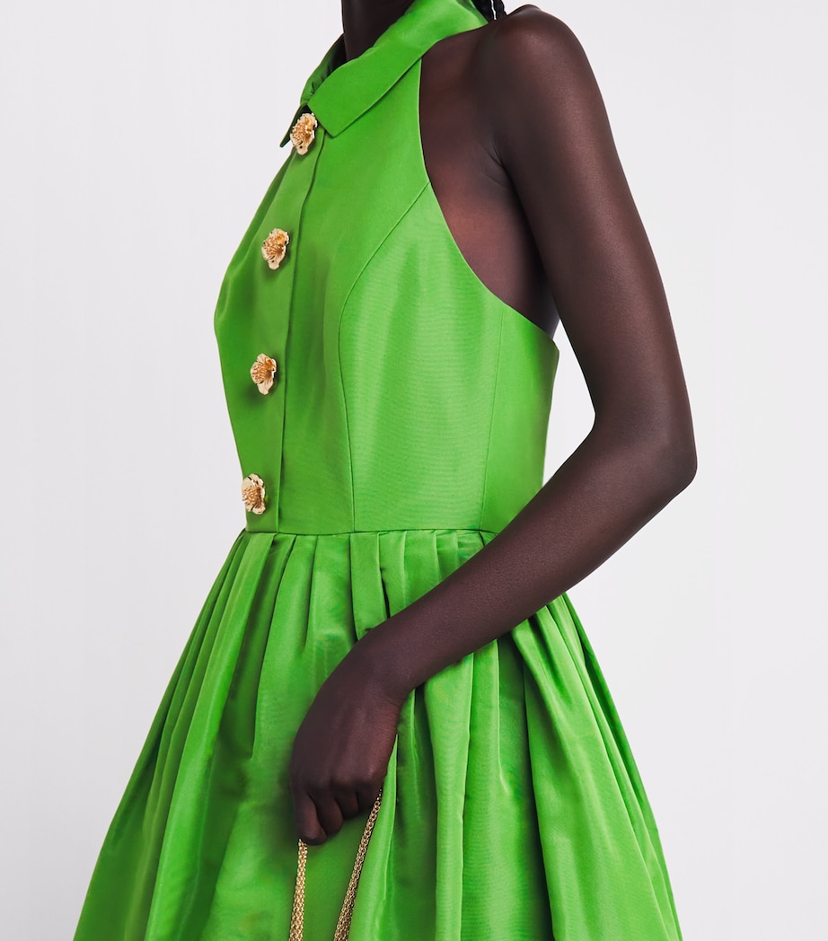 Carolina Herrera Womens Silk Collared Halterneck Gown Lawn Green Image 5