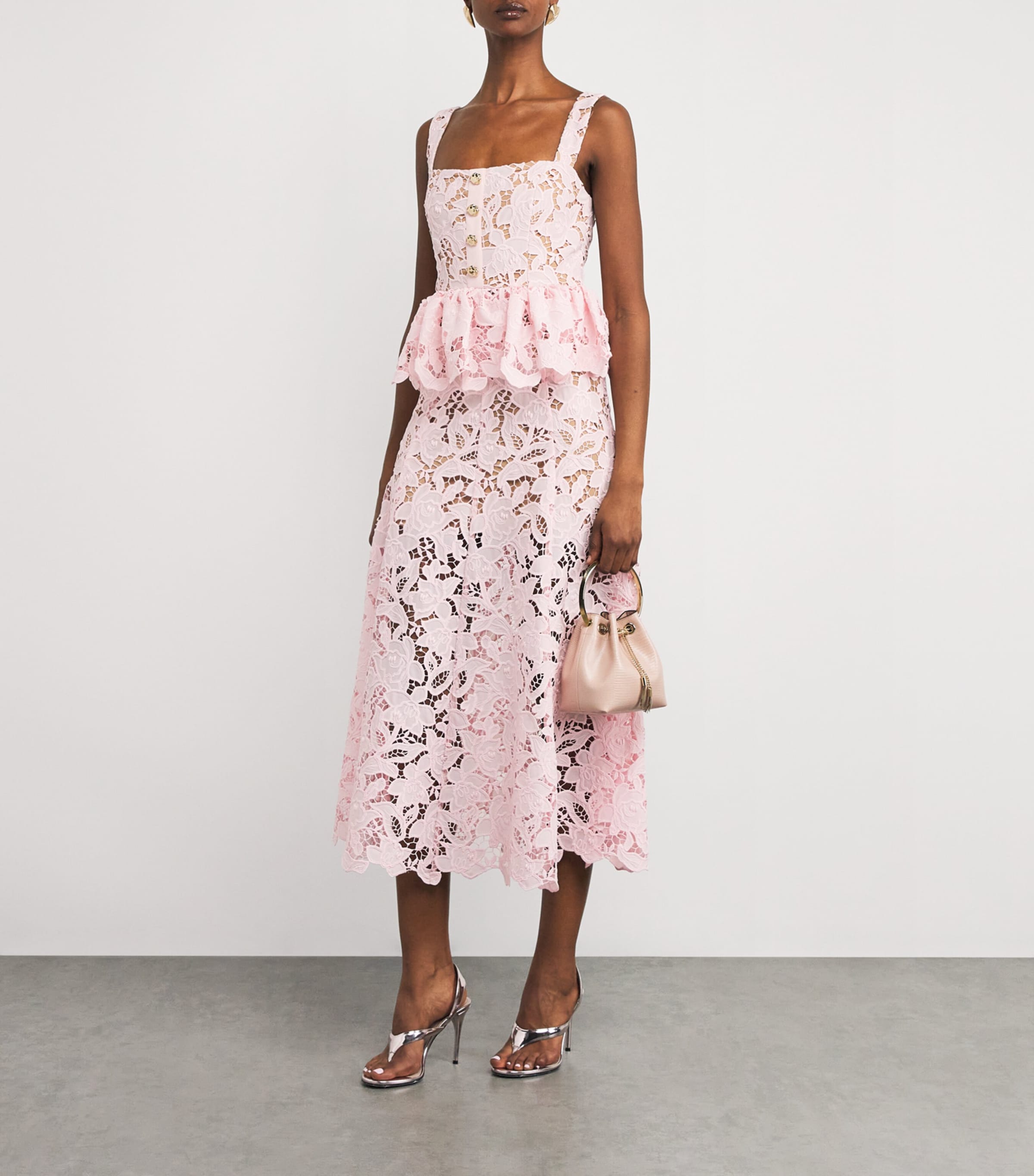 Self-Portrait Lace Peplum Midi Dress | Harrods US