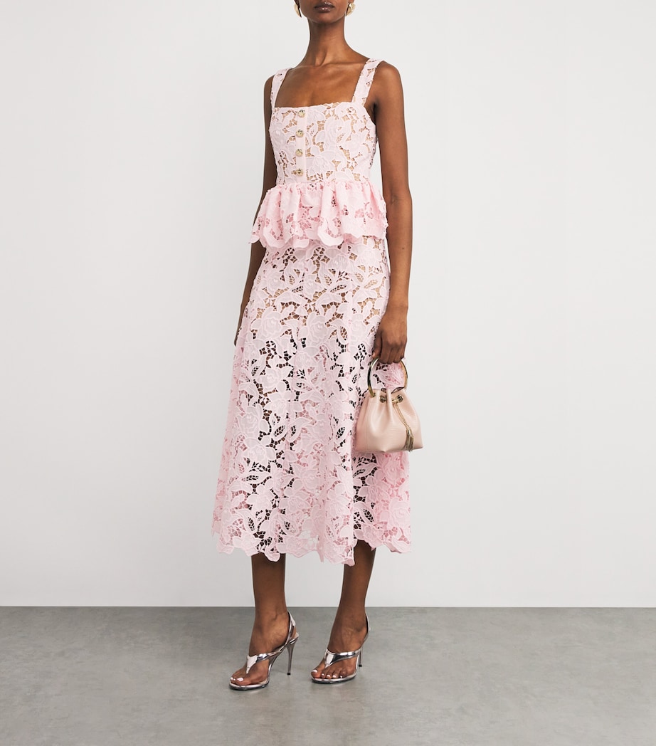 Lace Peplum Midi Dress PINK Image 2