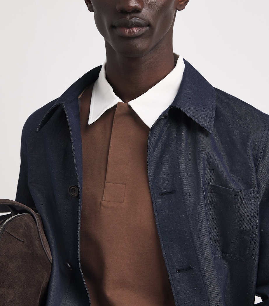 Oliver Spencer Mens Organic Cotton Rugby Shirt Brown Image 3