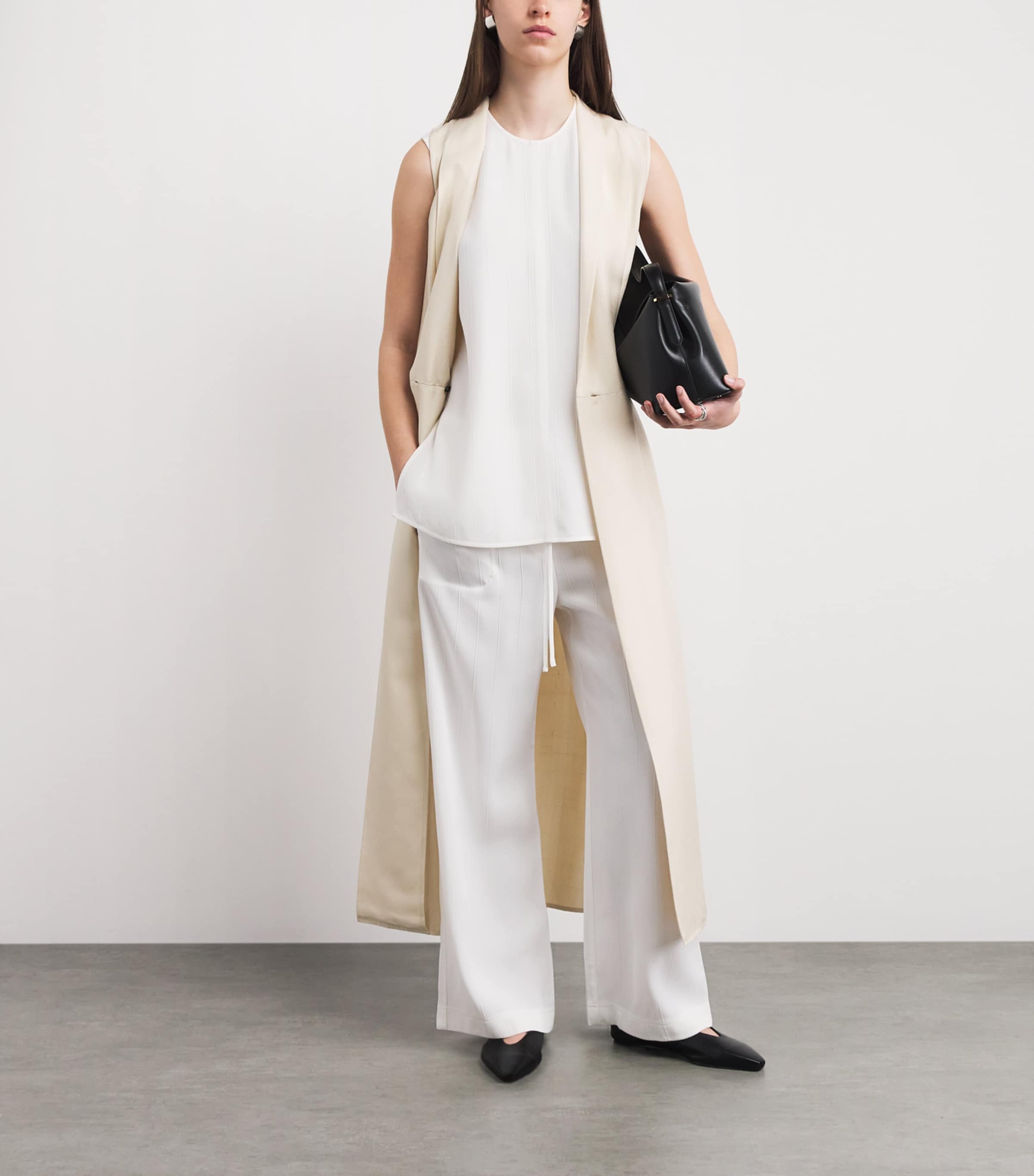 Toteme Womens Woven Stripe Wide-Leg Trousers Meringue Image 2