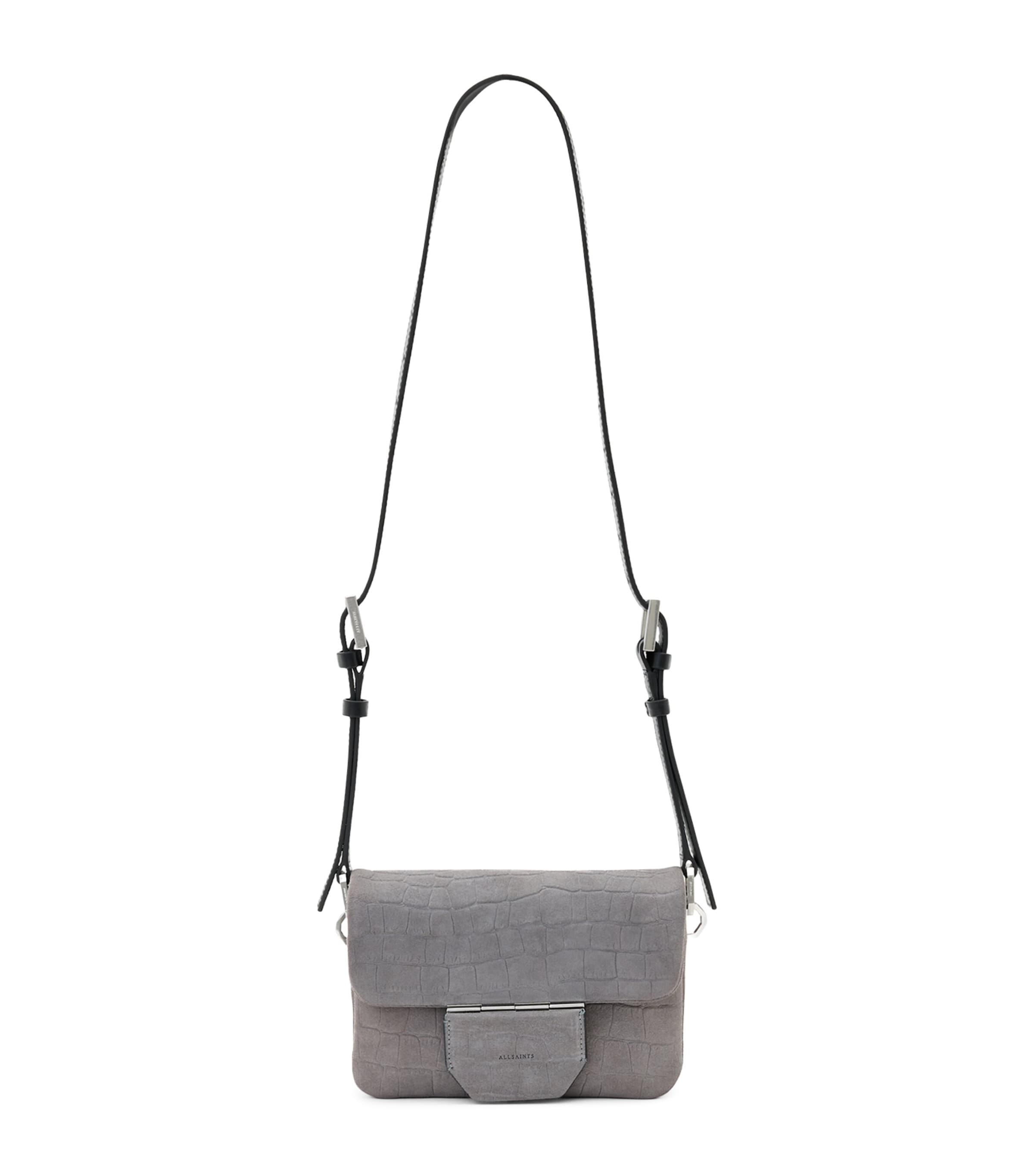 Shop Allsaints Suede Jupiter Cross-body Bag In Blue