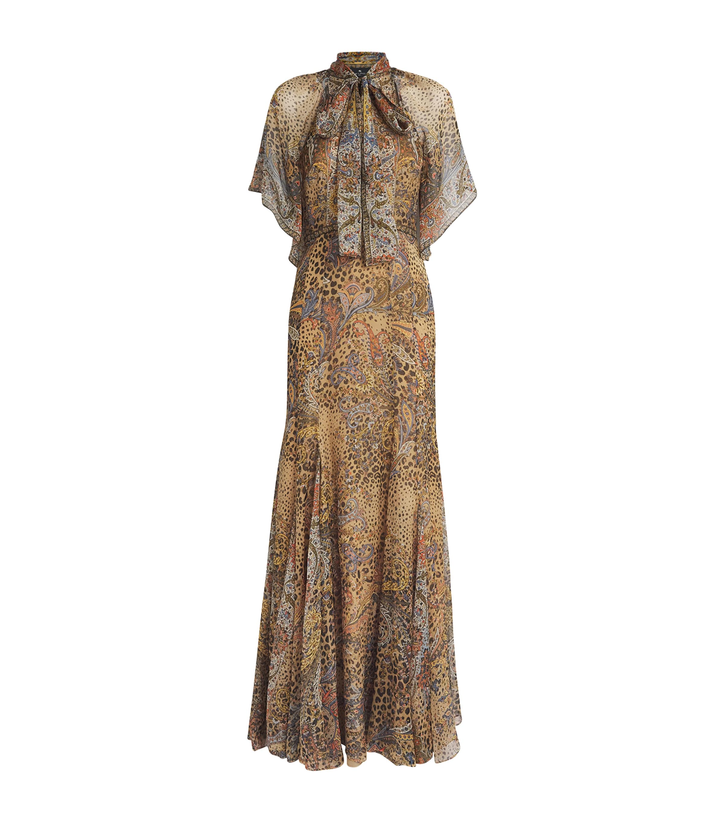 Etro Womens Silk Leopard Print Maxi Dress Image 1