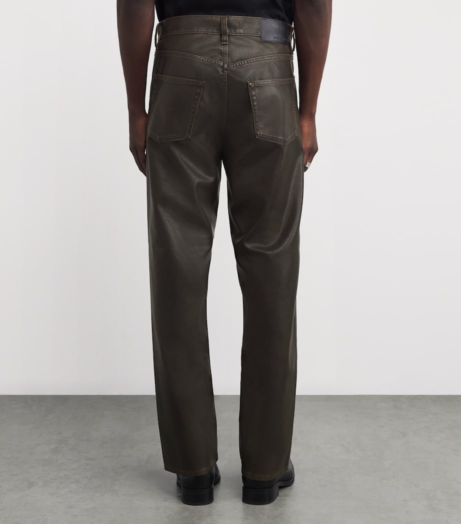 Coated Leather Straight Jeans VINTAGE BROWN 170 Image 4