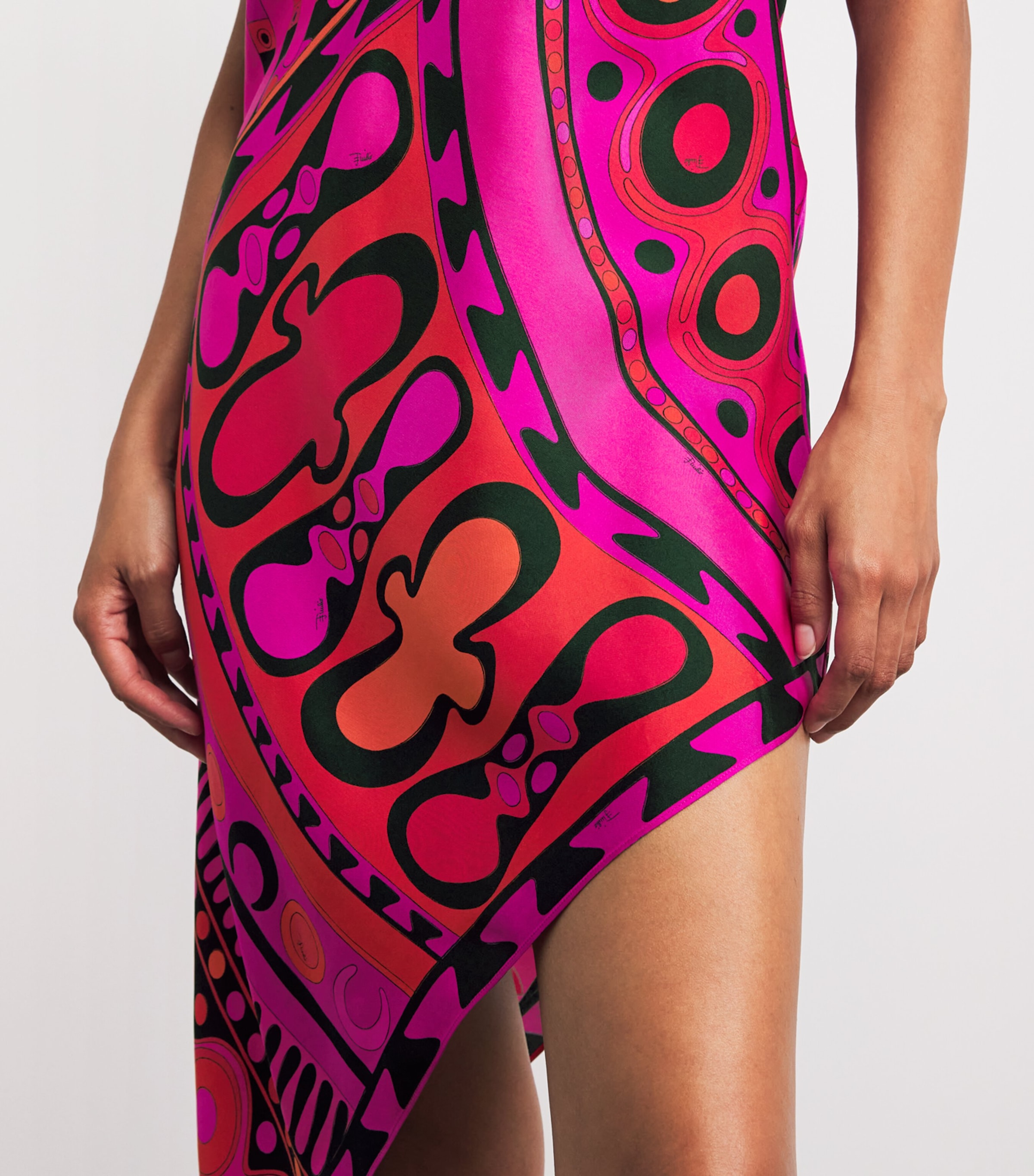 PUCCI Womens Silk Soleil One-Shoulder Midi Dress Fuchsia Image 5