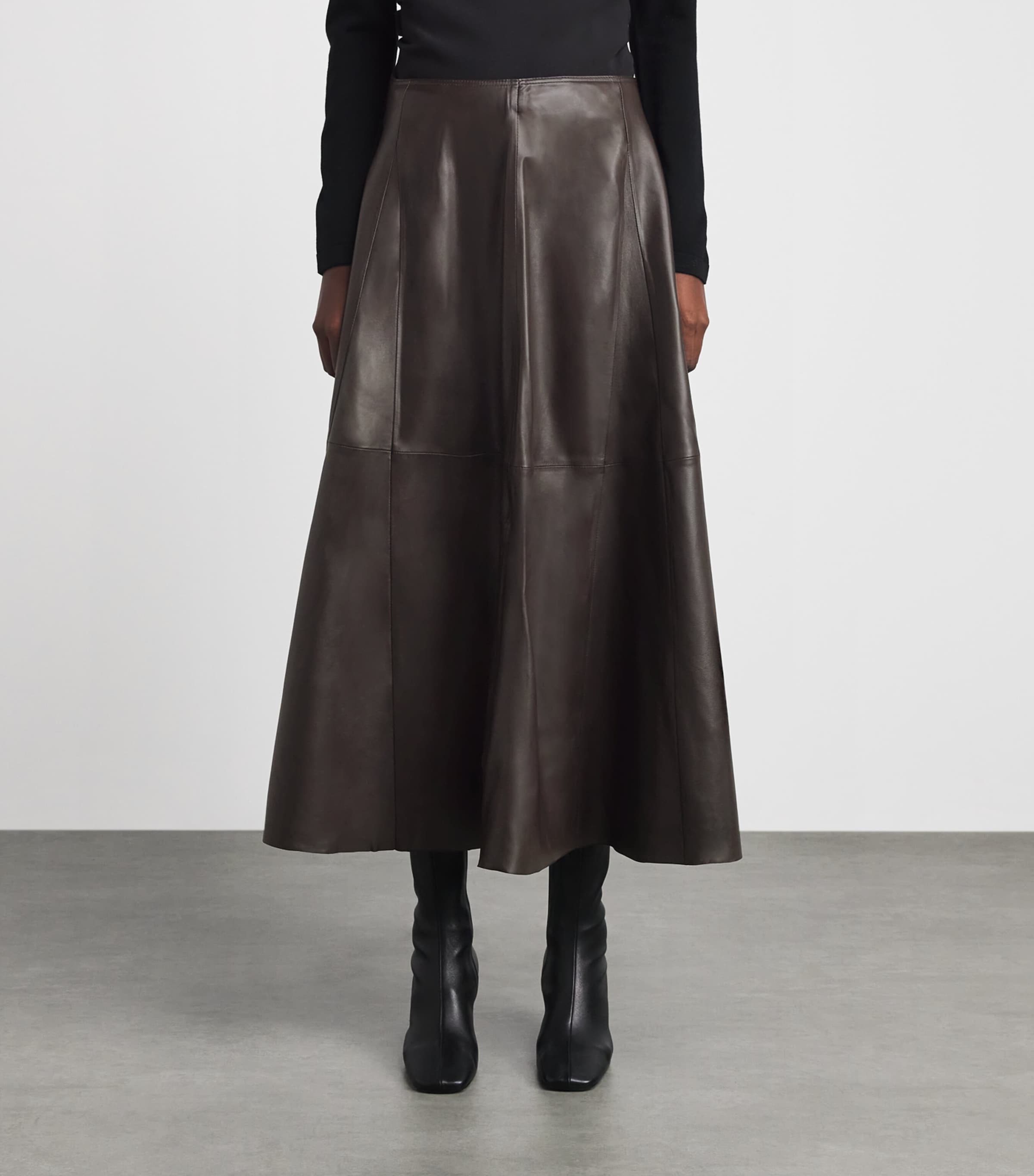 Arma Womens Lambskin Eleni Maxi Skirt Coffee Bean Image 4