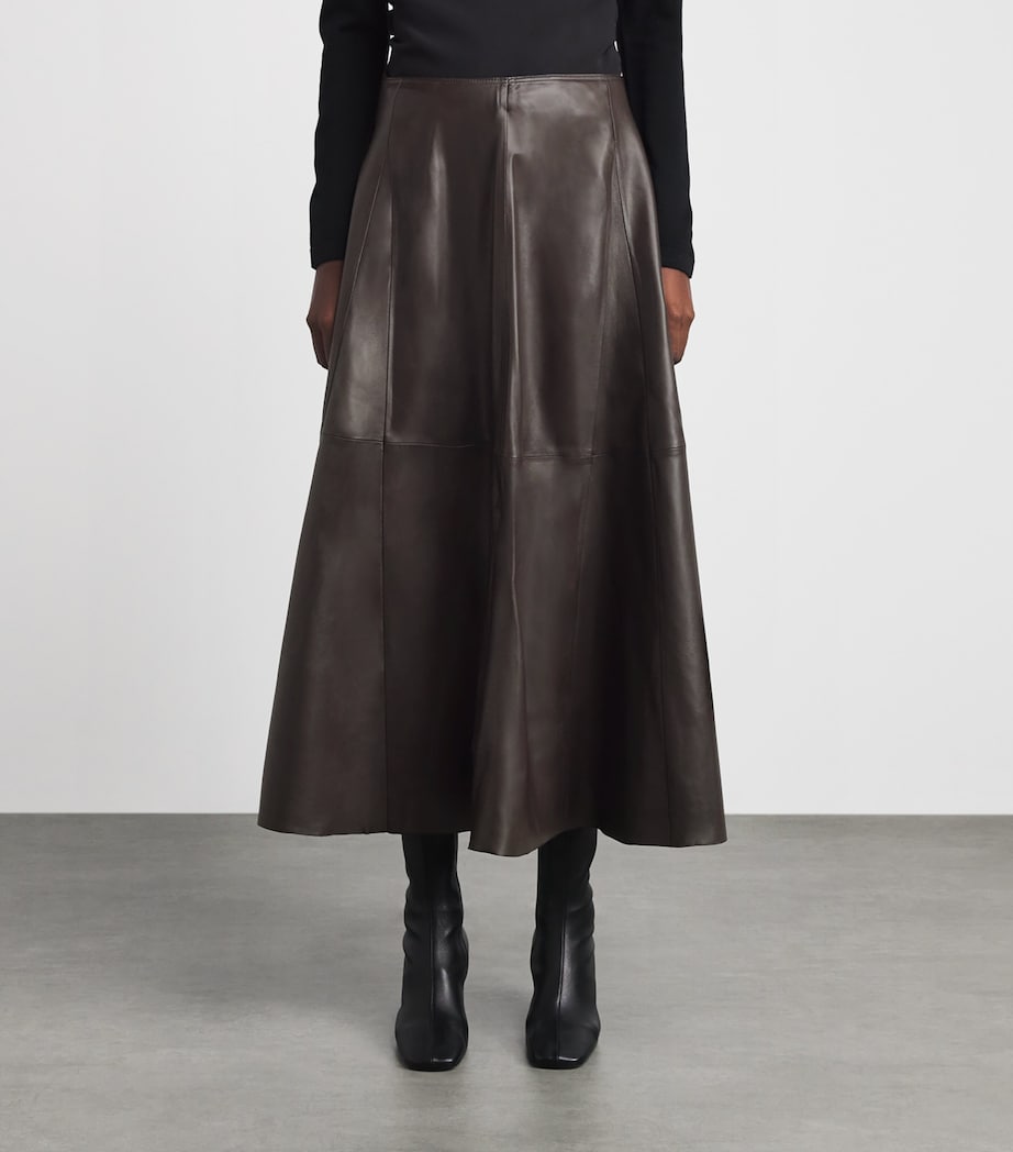 Arma Womens Lambskin Eleni Maxi Skirt Coffee Bean Image 4