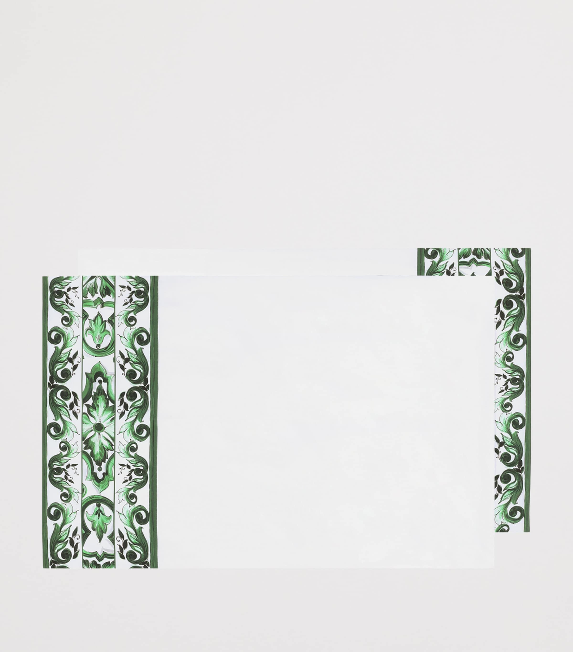 Set of 2 Cotton Majolica Pillowcases (50cm x 80cm) UV024-BIANCO/VERDEMA Image 2