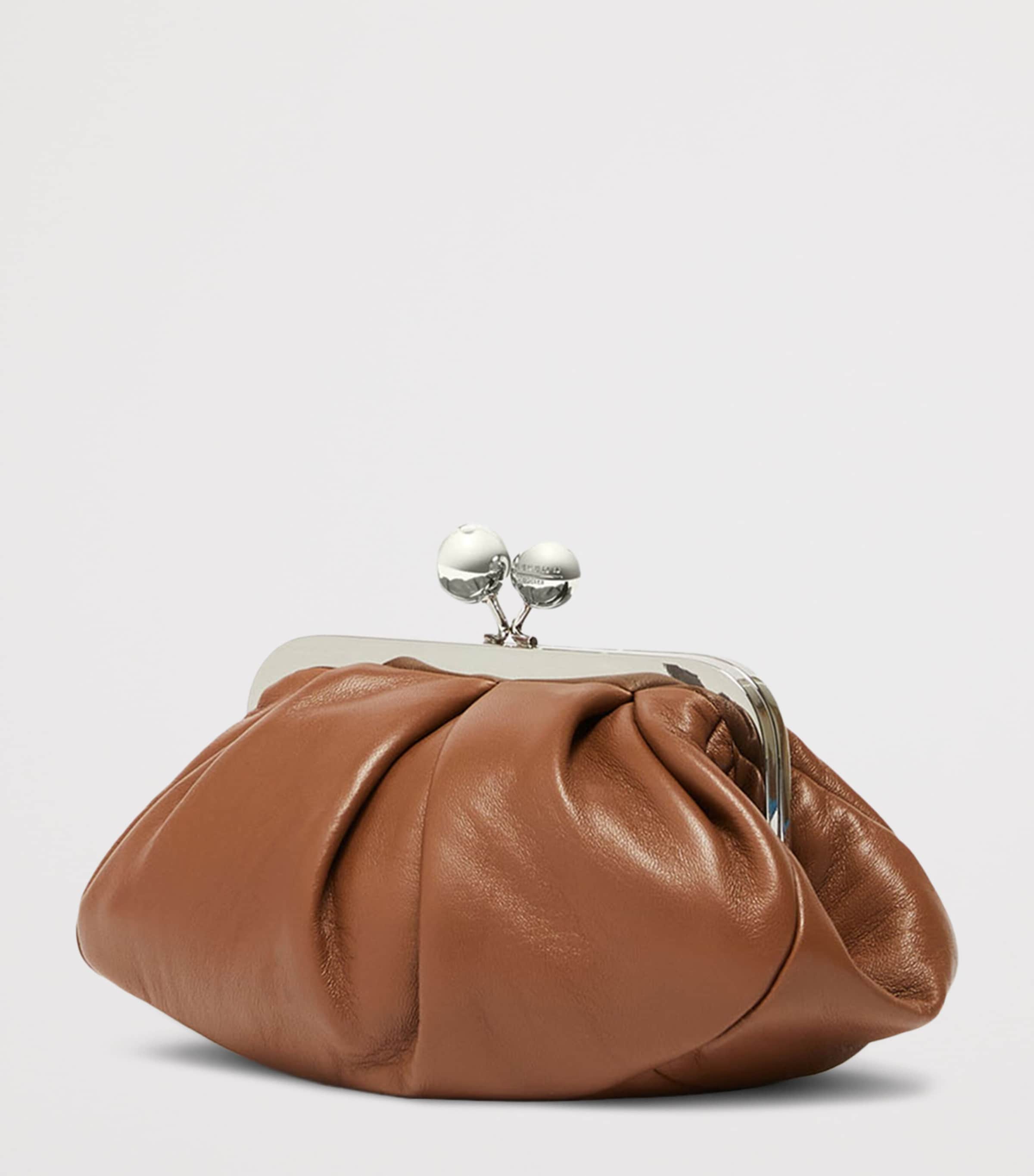 Weekend Max Mara Small Leather Pasticcino Clutch Bag Tobacco Image 3