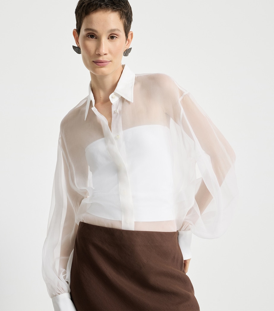 Brunello Cucinelli Womens Silk Shirt White Image 5