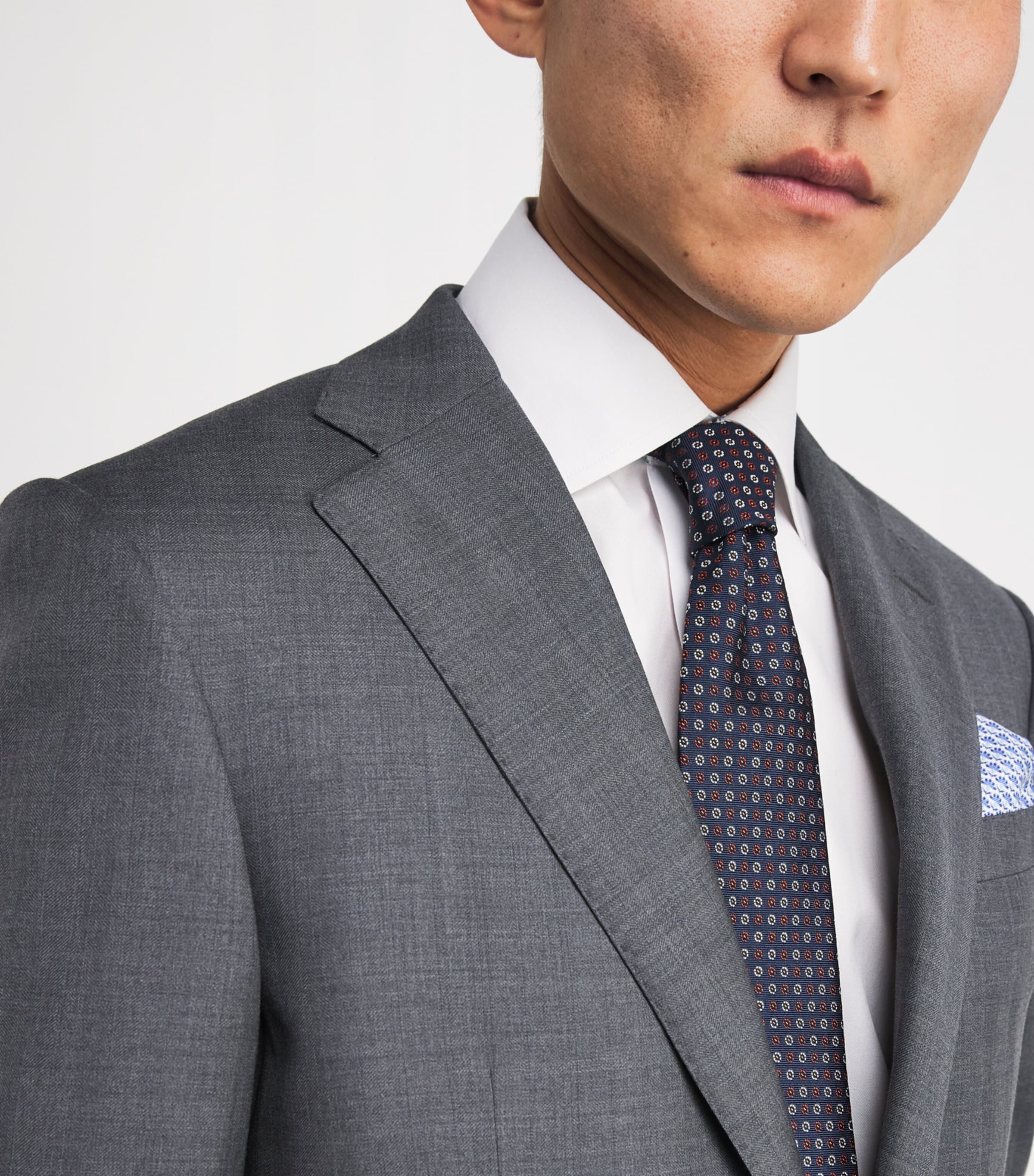 Silk Patterned Tie 001 NAVY BLUE Image 2